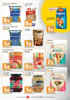 COOP Jednota leták platný od 01.10.2026 | Strana: 5 | Produkty: Gaštany, Pizza, Tortilla, Brokolica