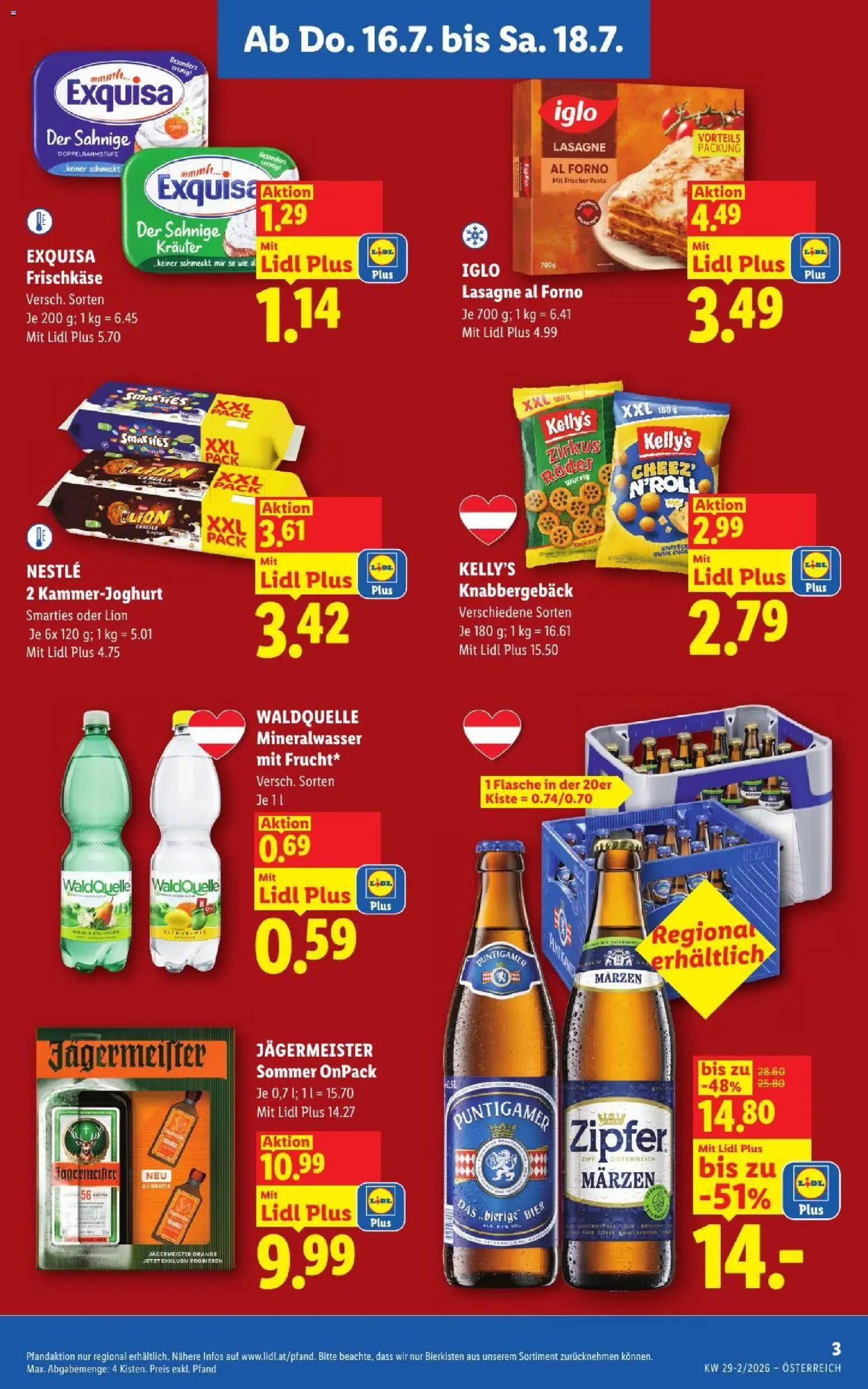 Lidl - Flugblatt gültig ab 16.07.2026 | Seite: 3 | Produkte: Pasta, Mineralwasser