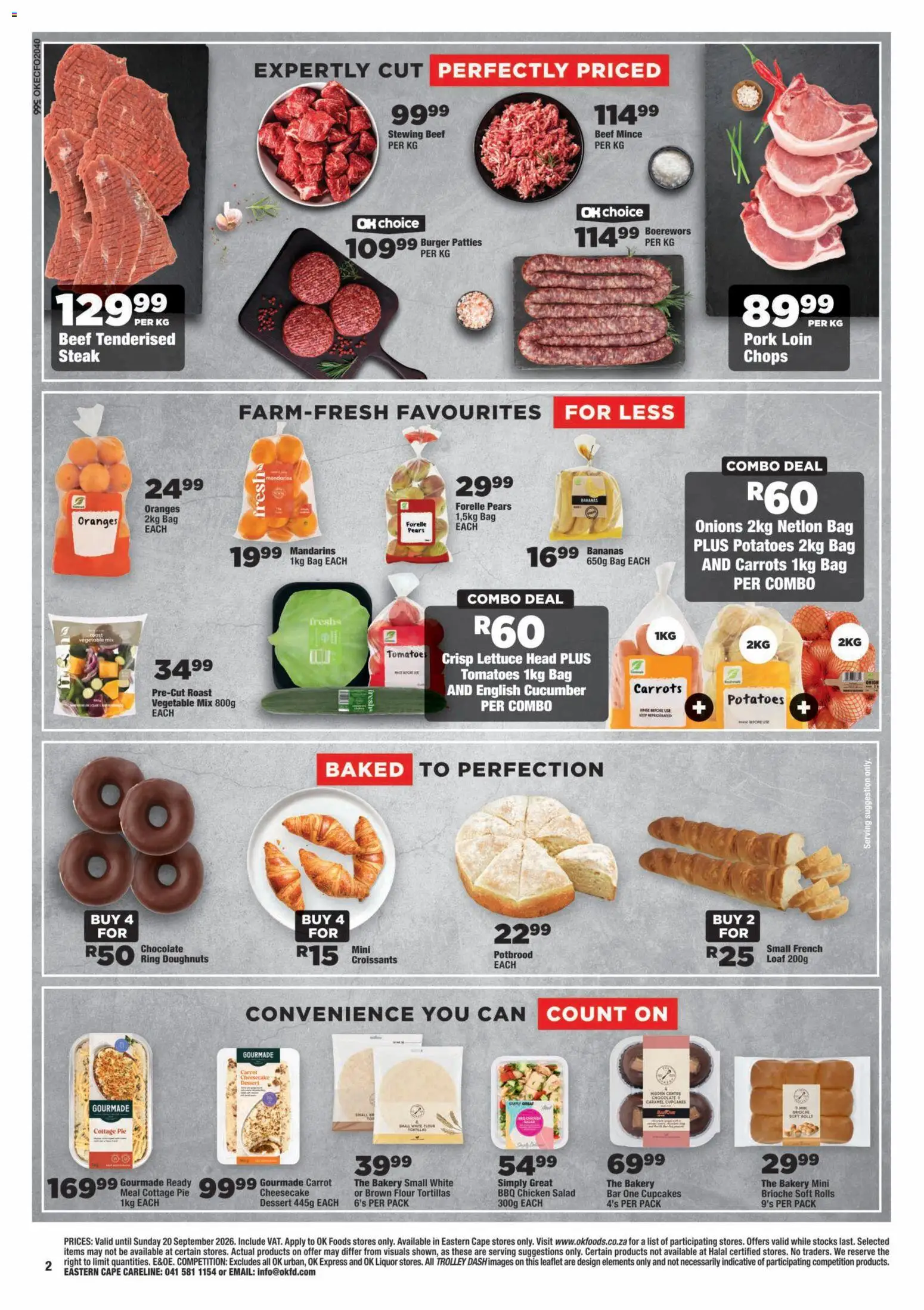 New OK Foods catalogue – valid from 09/09/2026 | Page: 2 | Products: Cheesecake, Tomatoes, Carrots, Potatoes