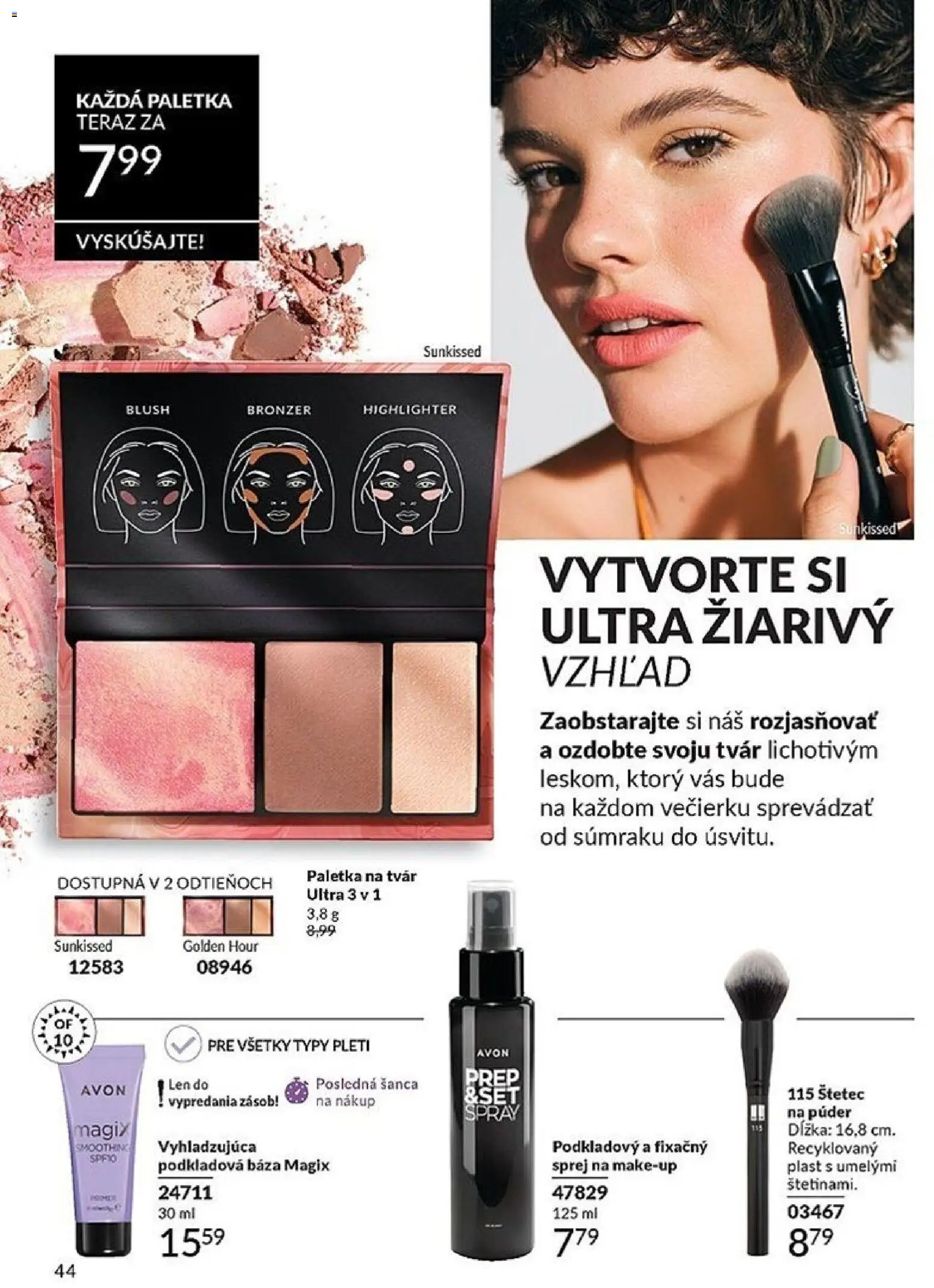 Nové Avon akcie – leták je platný od 01.06.2026 | Strana: 44 | Produkty: Púder, Bronzer, Štetec