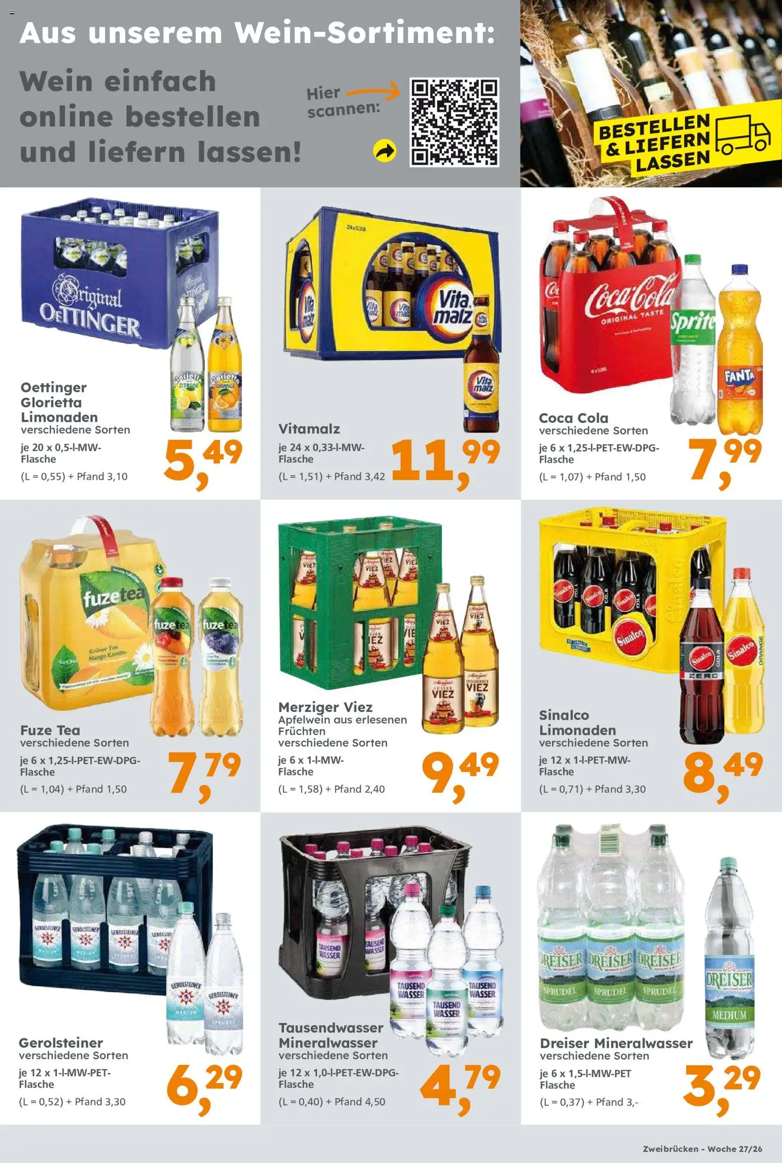 Globus Baumarkt Prospekt Zweibrücken – gültig ab 29.06.2026 | Seite: 17 | Produkte: Sinalco, Fuze tea, Sprite, Wasser