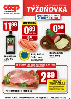 COOP Jednota leták platný od 01.10.2026