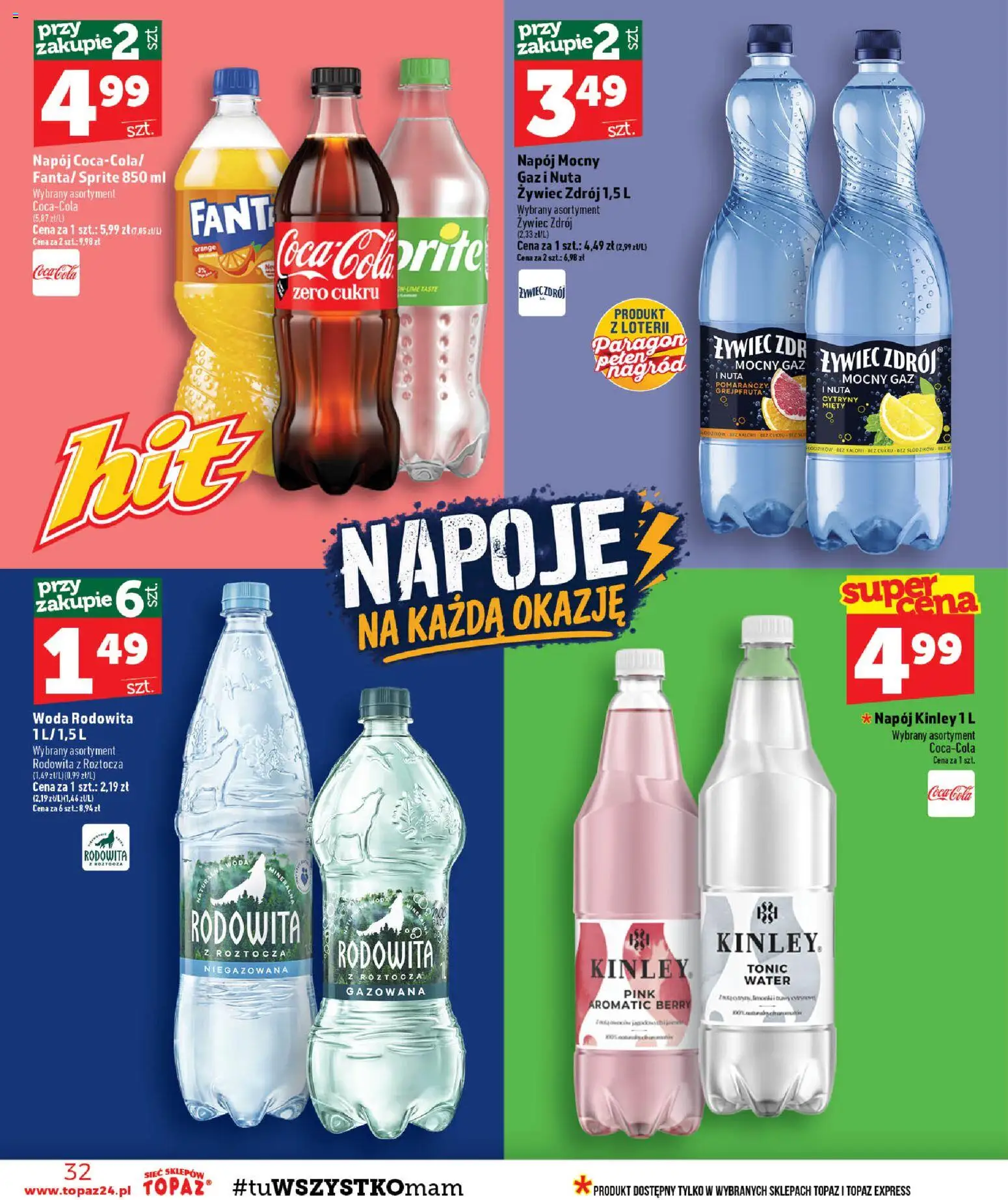 Topaz gazetka - MAZ od 01.10.2026 | Strona: 32 | Produkty: Sprite, Cytryny, Tonic, Woda