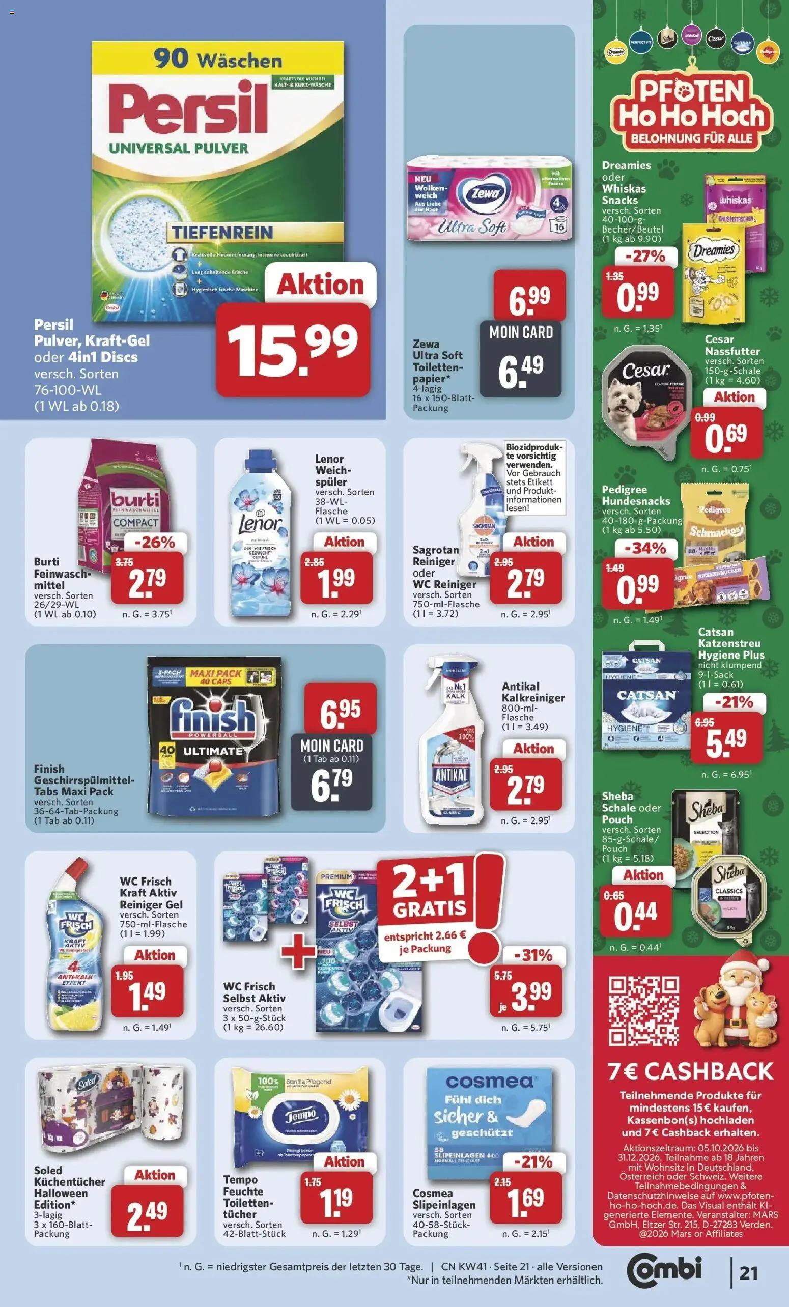 Combi Prospekt Detmold (ab 05.10.2026) zum Blättern | Seite: 21 | Produkte: Sheba, Mars, Kalk, Persil
