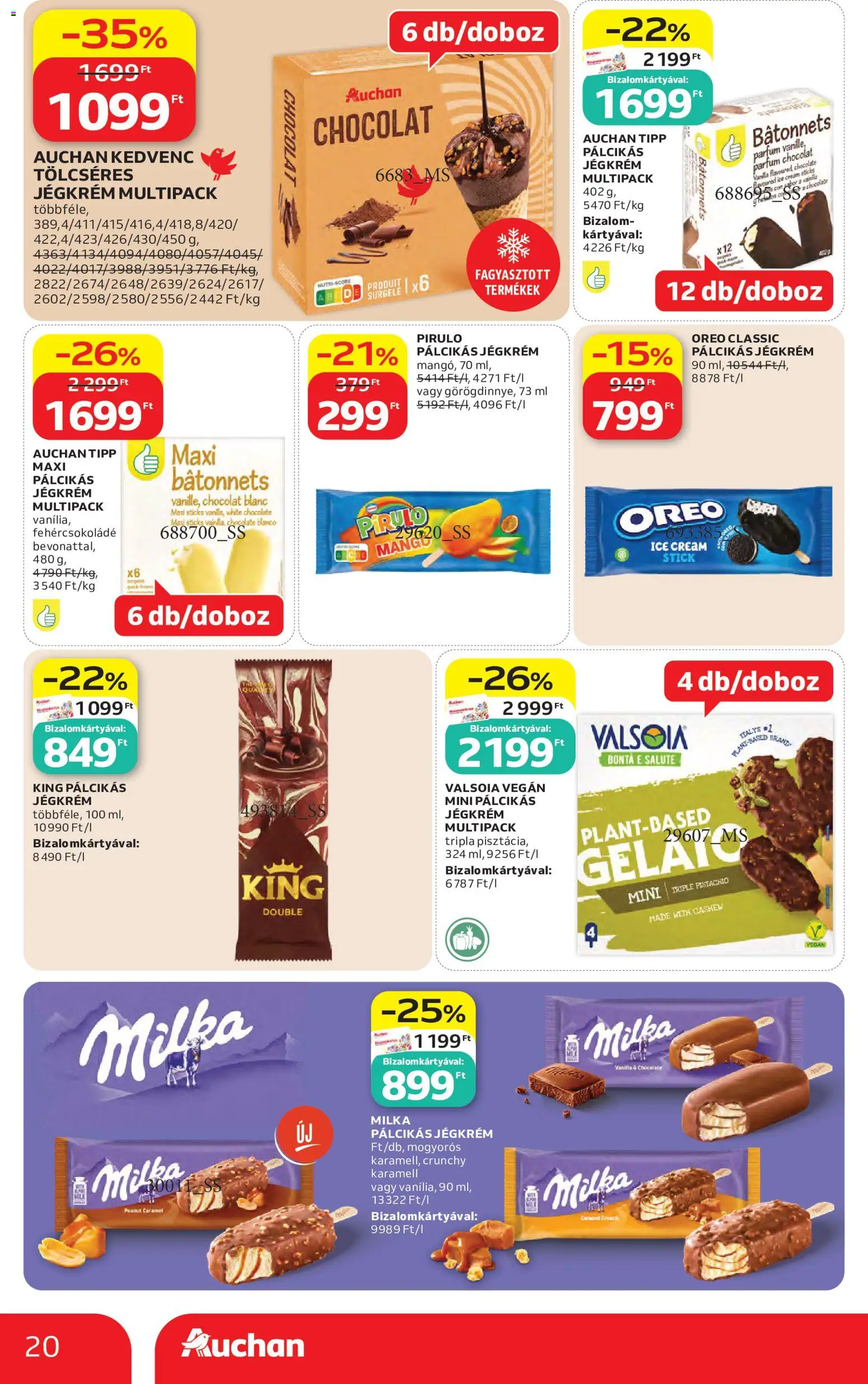 Auchan akciós ujság - amely érvényes a következő dátumtól: 04.06.2026 | Oldal: 20 | Termékek: Parfüm, Vegán, Jégkrém, Pálcikás jégkrém