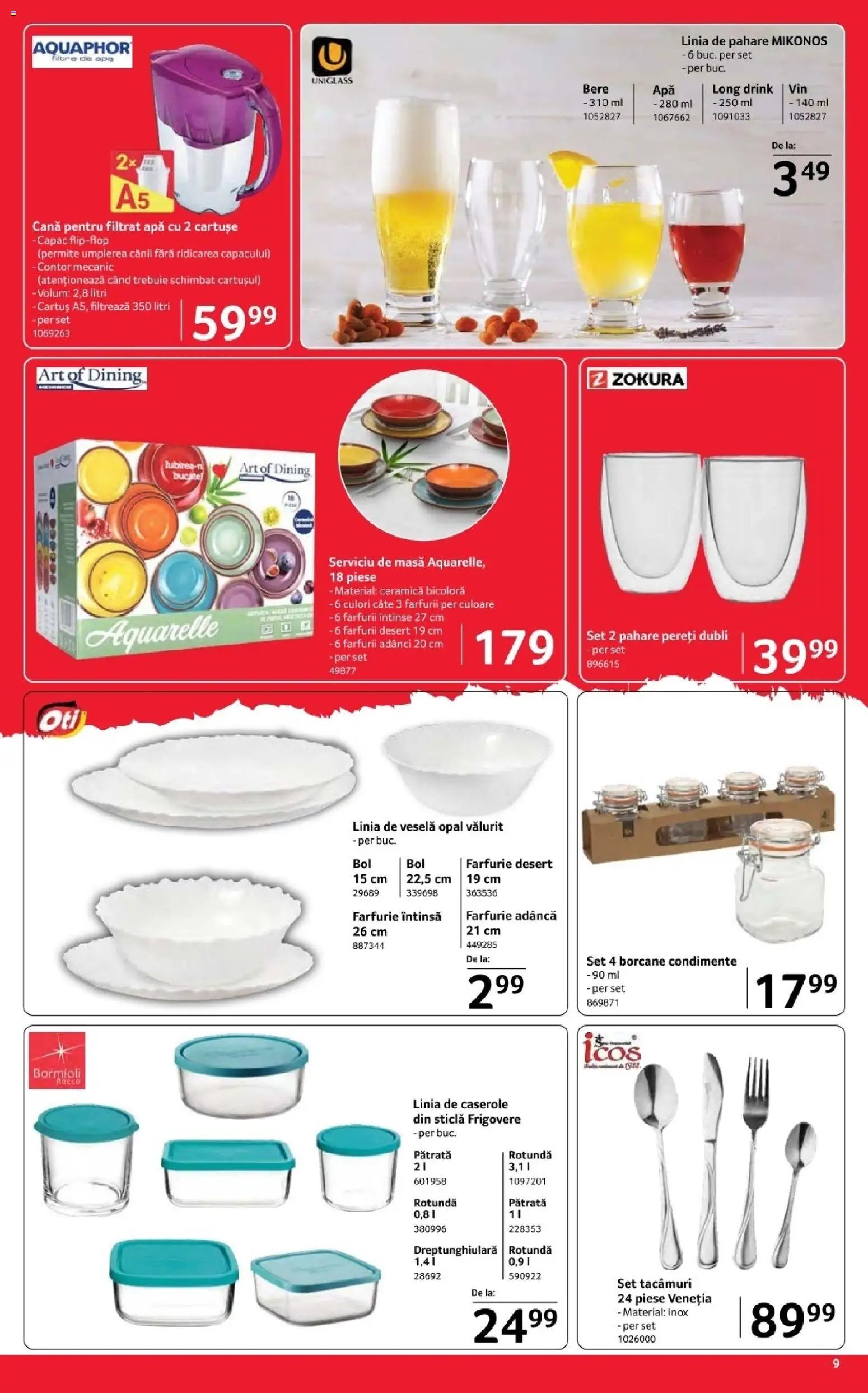 Noul catalog Selgros – valabil de la 17.04.2026 | Pagină: 9 | Produse: Pahare, Caserole, Farfurie, Condimente