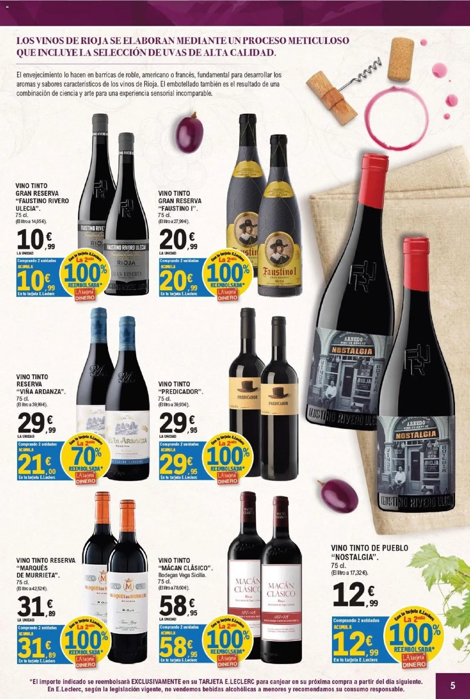E.Leclerc - Majadahonda │ válido desde el 16/09/2026 | Página: 5 | Productos: Vino tinto, Uvas, Vino, Bebidas