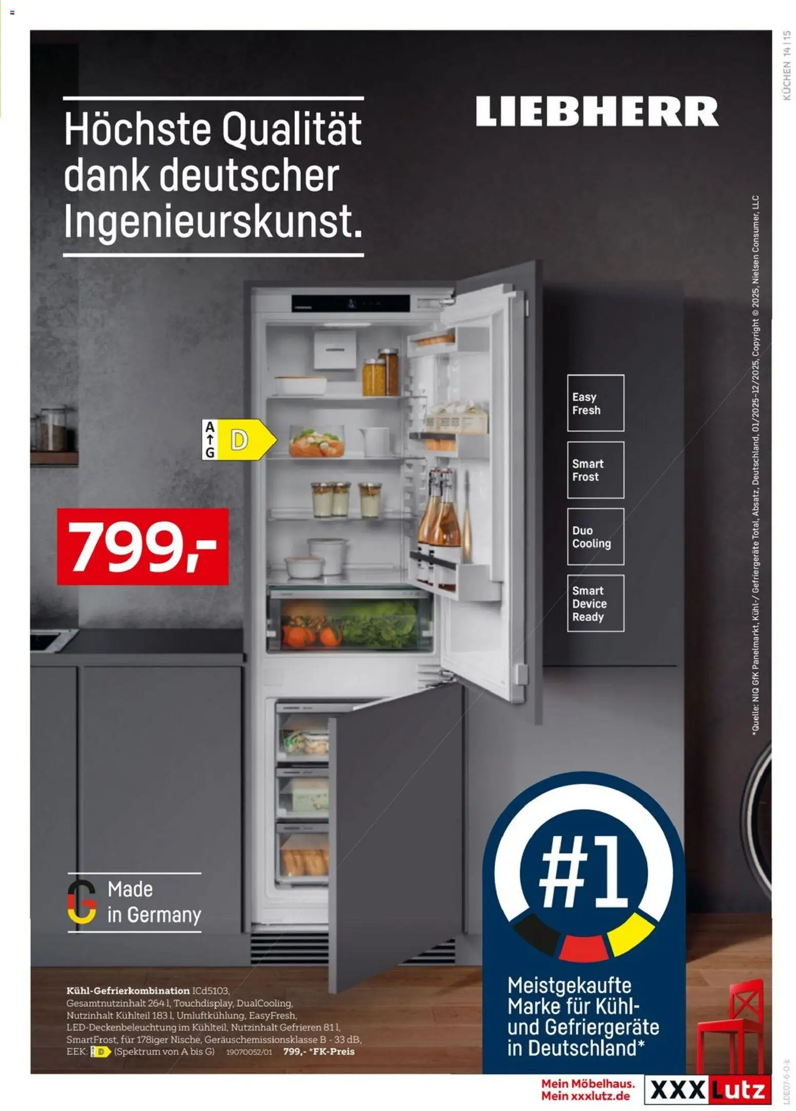 XXXLutz Nr. 1 bei Küchen – gültig ab 04.07.2026 | Seite: 15 | Produkte: Liebherr, Kühlgefrierkombination, Kuchen