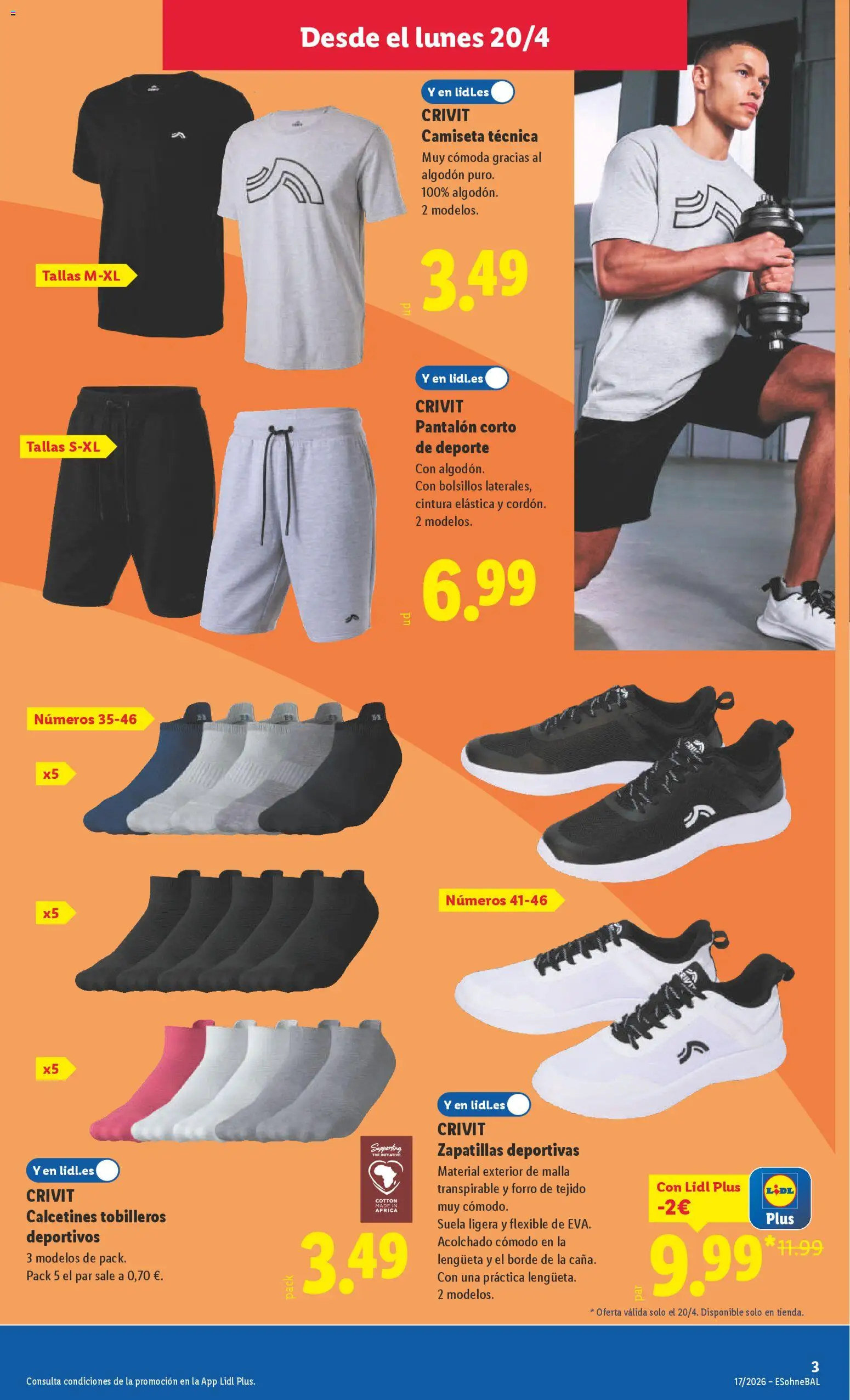 Lidl folleto de bazar │ válido desde el 20.04.2026 | Página: 7 | Productos: Zapatillas deportivas, Zapatillas, Pantalón corto