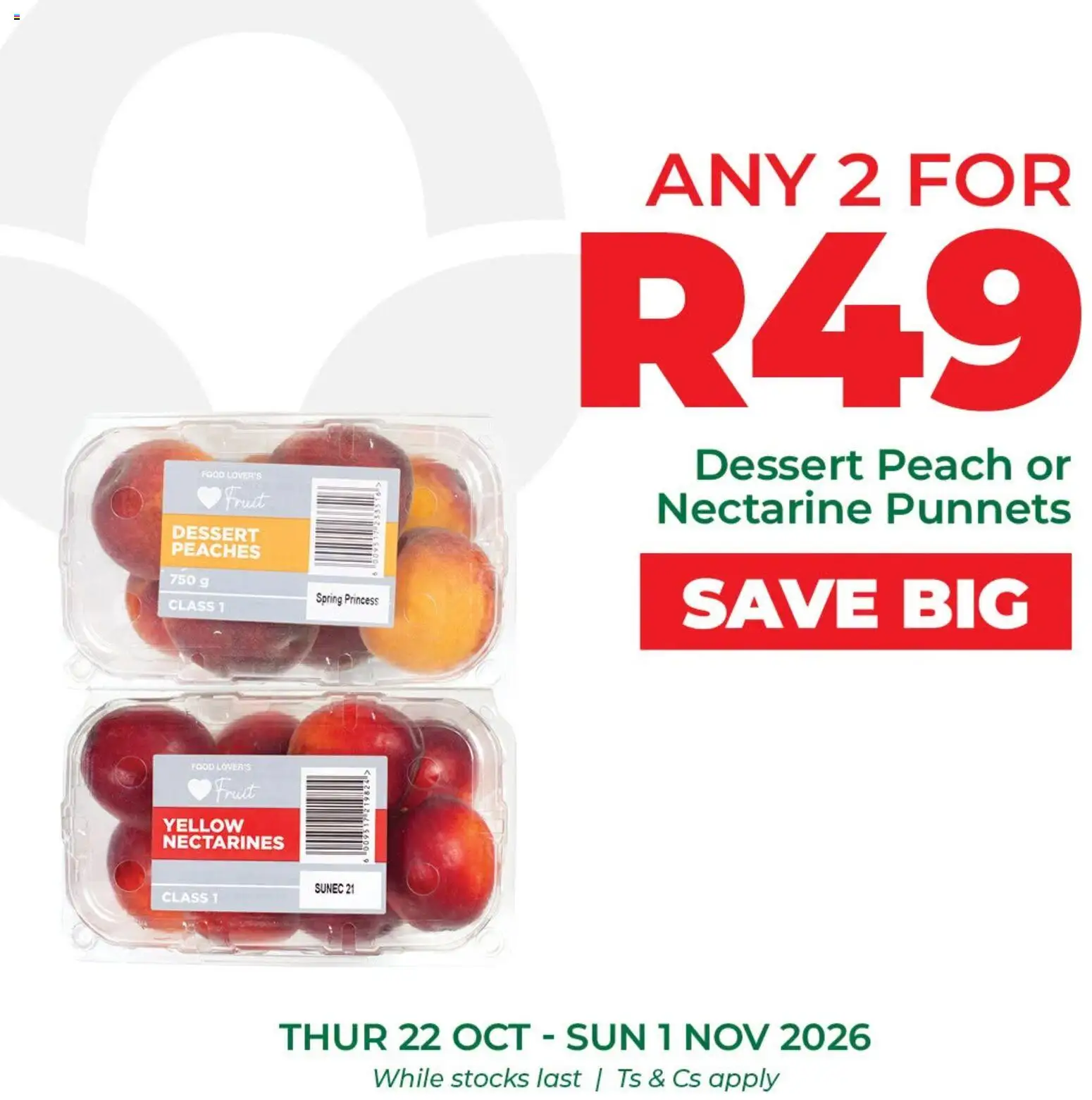 New Food Lover's Market catalogue – valid from 22/10/2026 | Page: 12 | Products: Dessert, Fruit, Peach, Nectarines