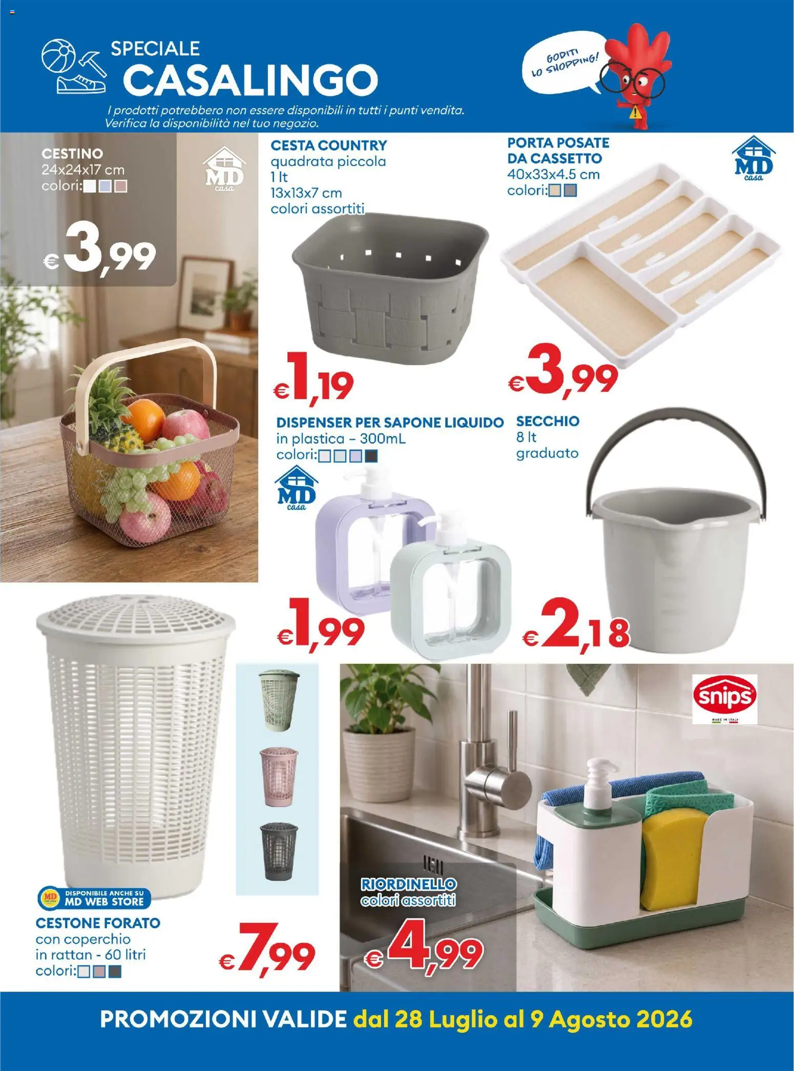 Volantino MD Discount del 28/07/2026 | Pagina: 25 | Prodotti: Posate, Sapone, Secchio, Cestino