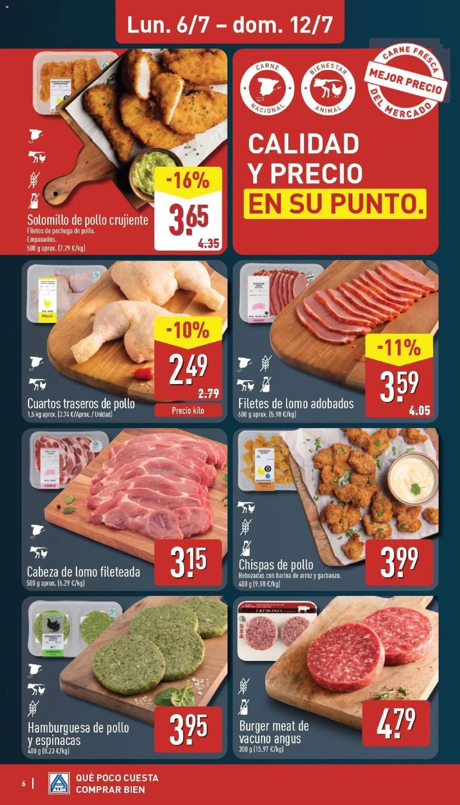 Aldi folleto Península │ válido desde el 06/07/2026 | Página: 6 | Productos: Filetes de pechuga, Harina, Carne, Pollo