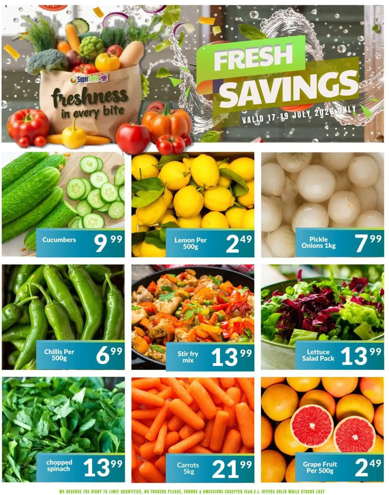 New Super Save catalogue – valid from 17/07/2026 | Page: 6 | Products: Carrots, Onions, Lemon, Lettuce
