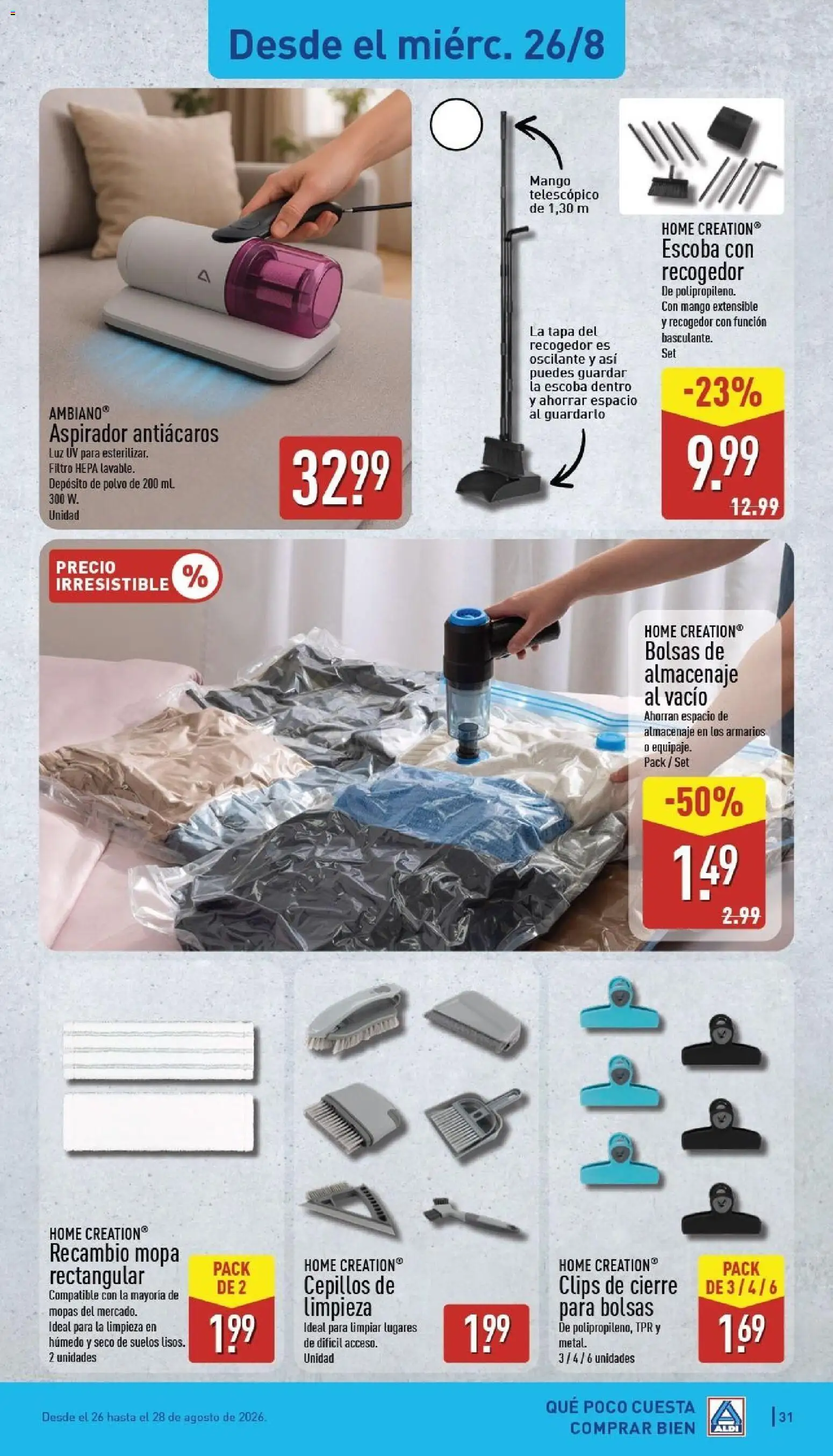 Aldi folleto Canarias │ válido desde el 24/08/2026 | Página: 31 | Productos: Filtro HEPA, Escoba, Mopa, Mango