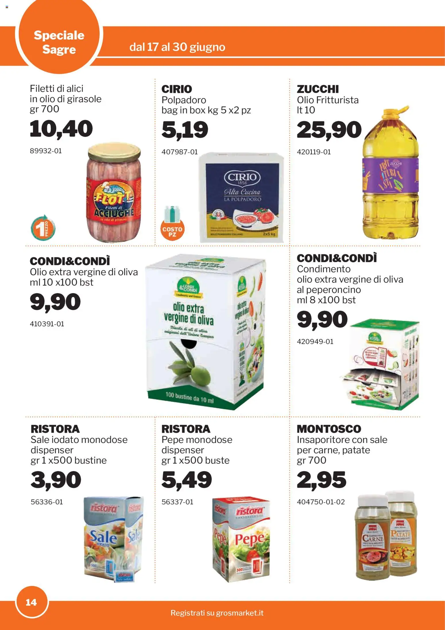 Volantino Sogegross del 17.06.2026 | Pagina: 14 | Prodotti: Olio, Olio extra vergine, Olio di girasole, Alici