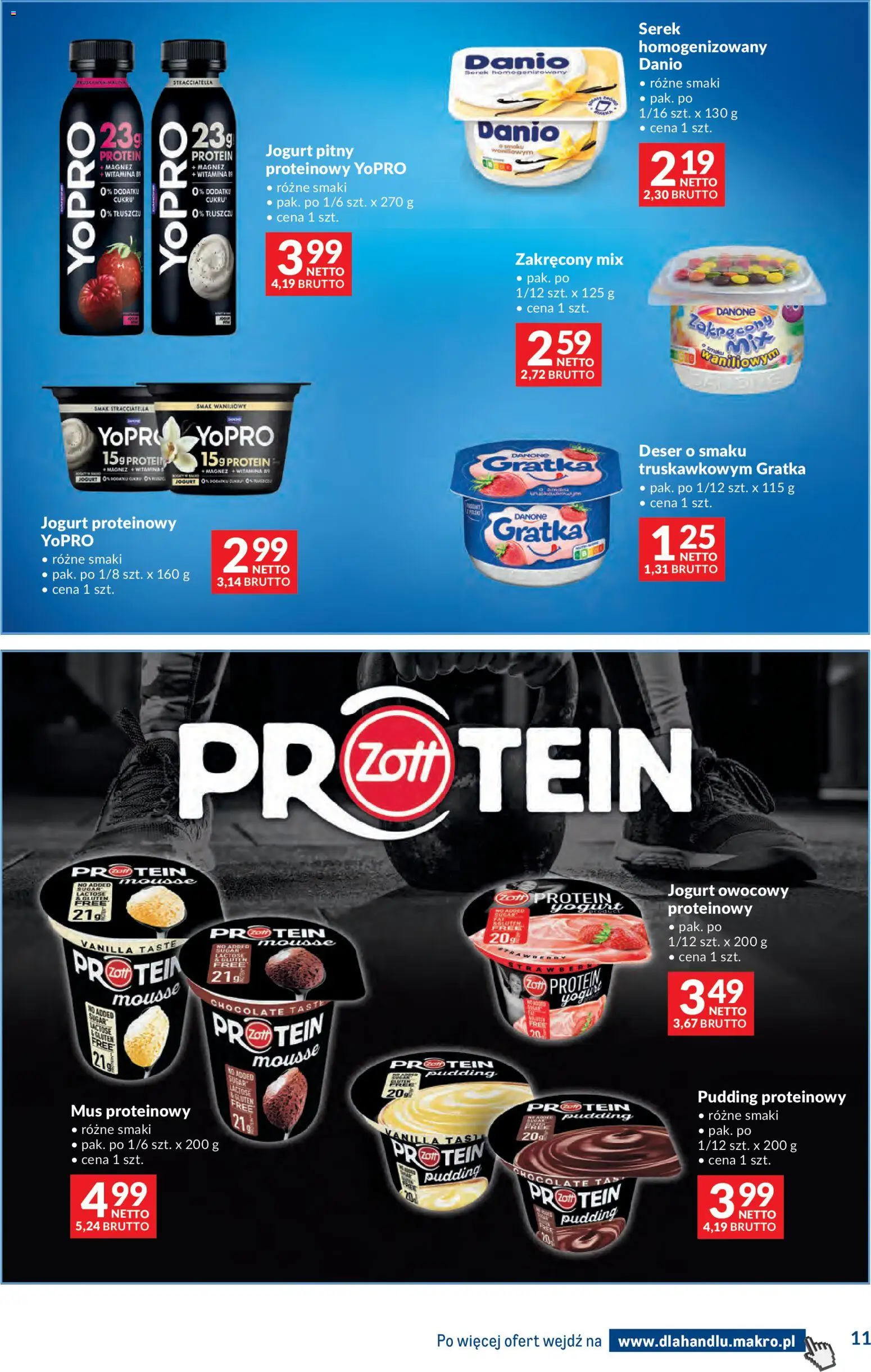 Makro gazetka - Dystrybucja do sklepów od 29.09.2026 | Strona: 11 | Produkty: Jogurt proteinowy, Deser, Pudding proteinowy, Jogurt owocowy