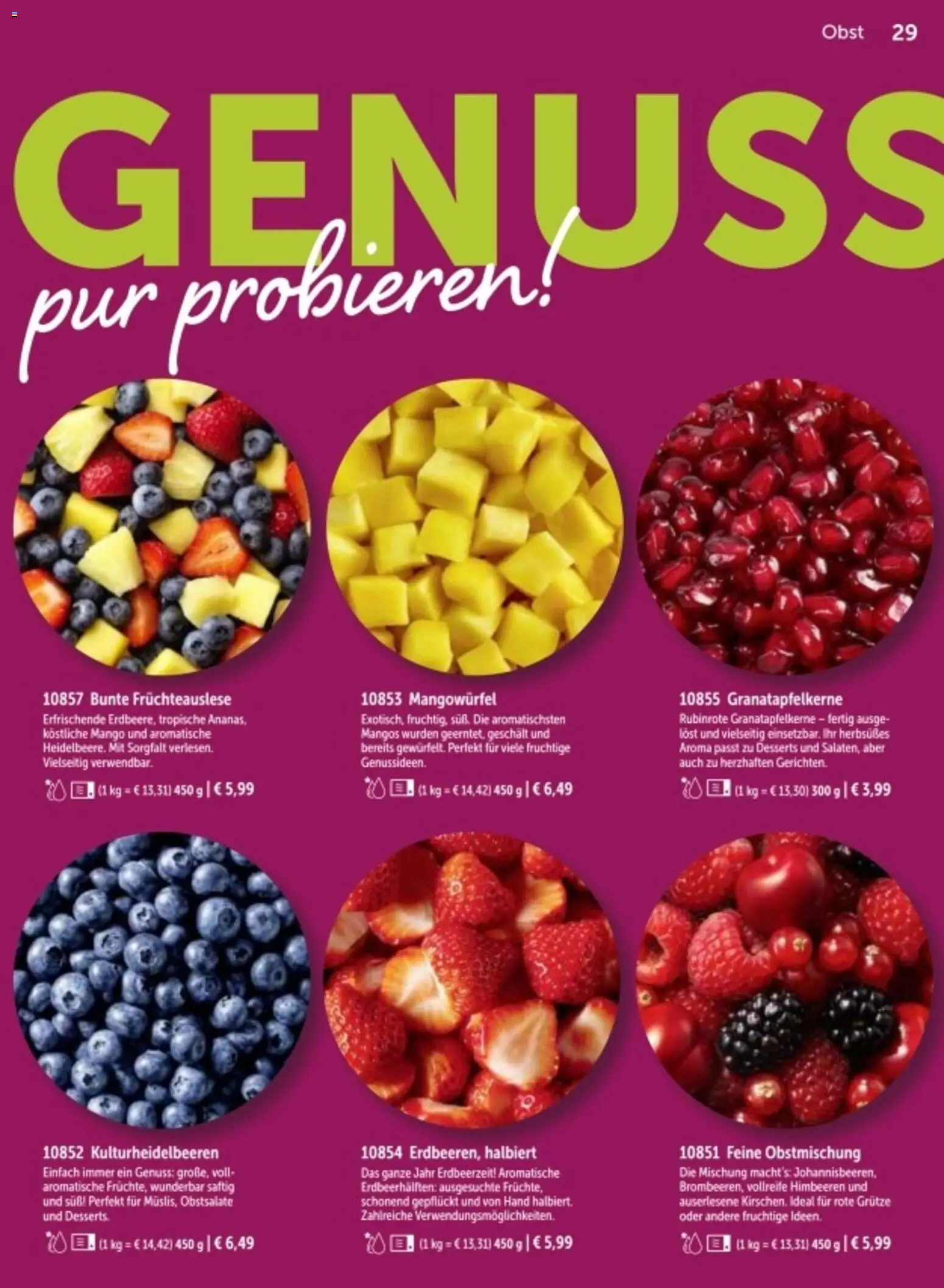 Bofrost Katalog – gültig ab 06.03.2026 | Seite: 29 | Produkte: Himbeeren, Obst, Mango