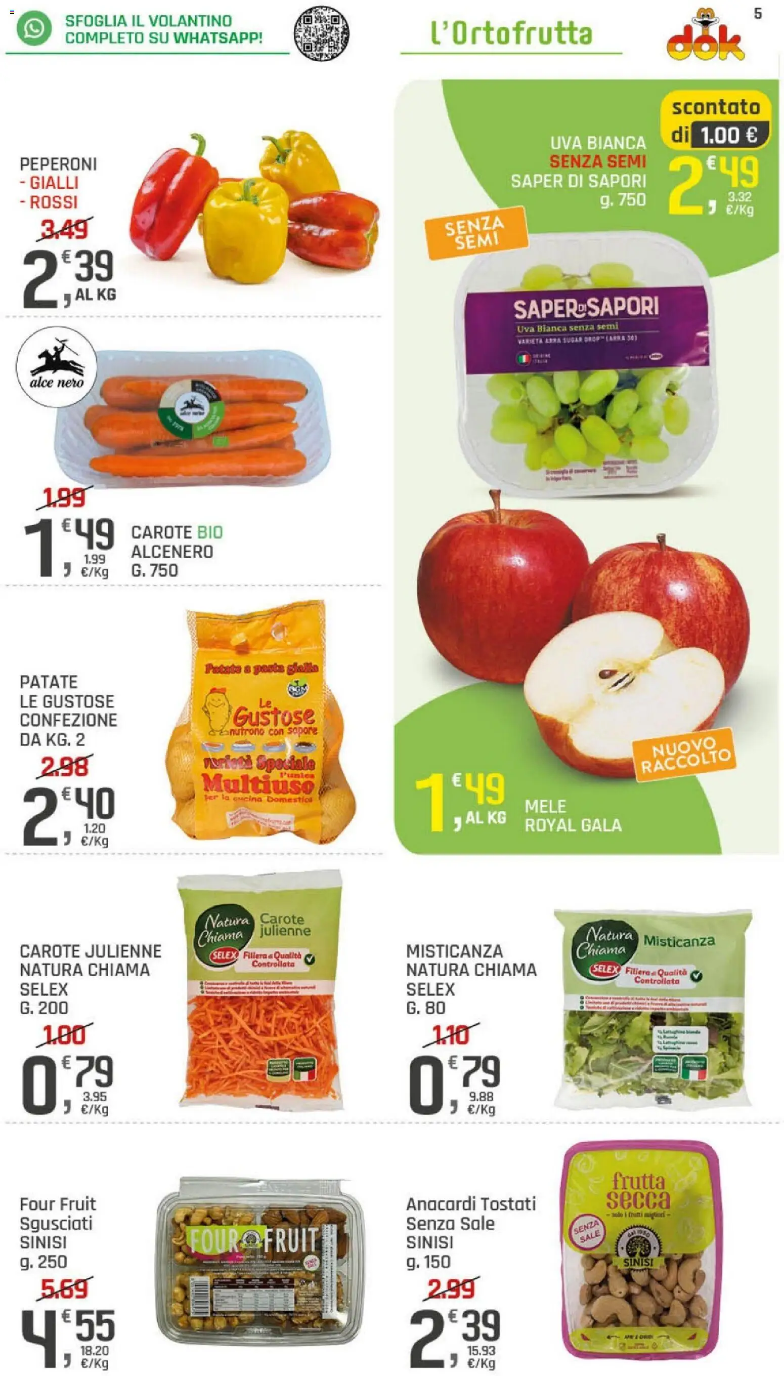 Volantino DOK del 02/09/2026 | Pagina: 5 | Prodotti: Sale, Carote, Pasta, Anacardi