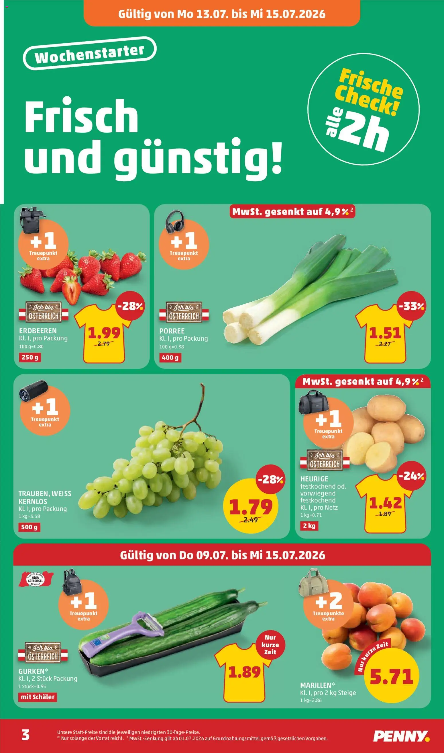 Penny Markt Flugblatt gültig ab 09.07.2026 | Seite: 3 | Produkte: Erdbeeren