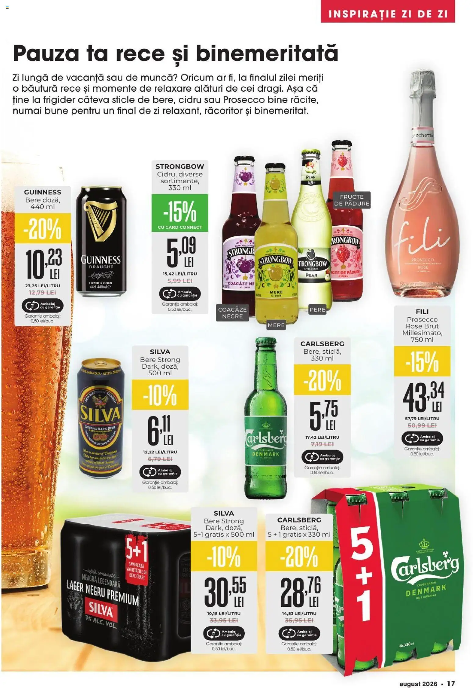 Noul catalog Mega Image – valabil de la 30.07.2026 | Pagină: 17 | Produse: Prosecco, Bere, Mere, Fructe