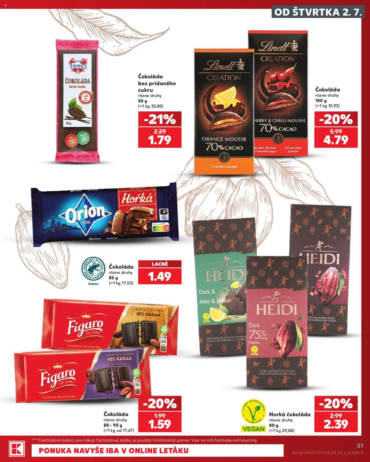 Nové Kaufland akcie – leták je platný od 02.07.2026 | Strana: 51 | Produkty: Chilli, Lindt, Čokoláda, Kakao