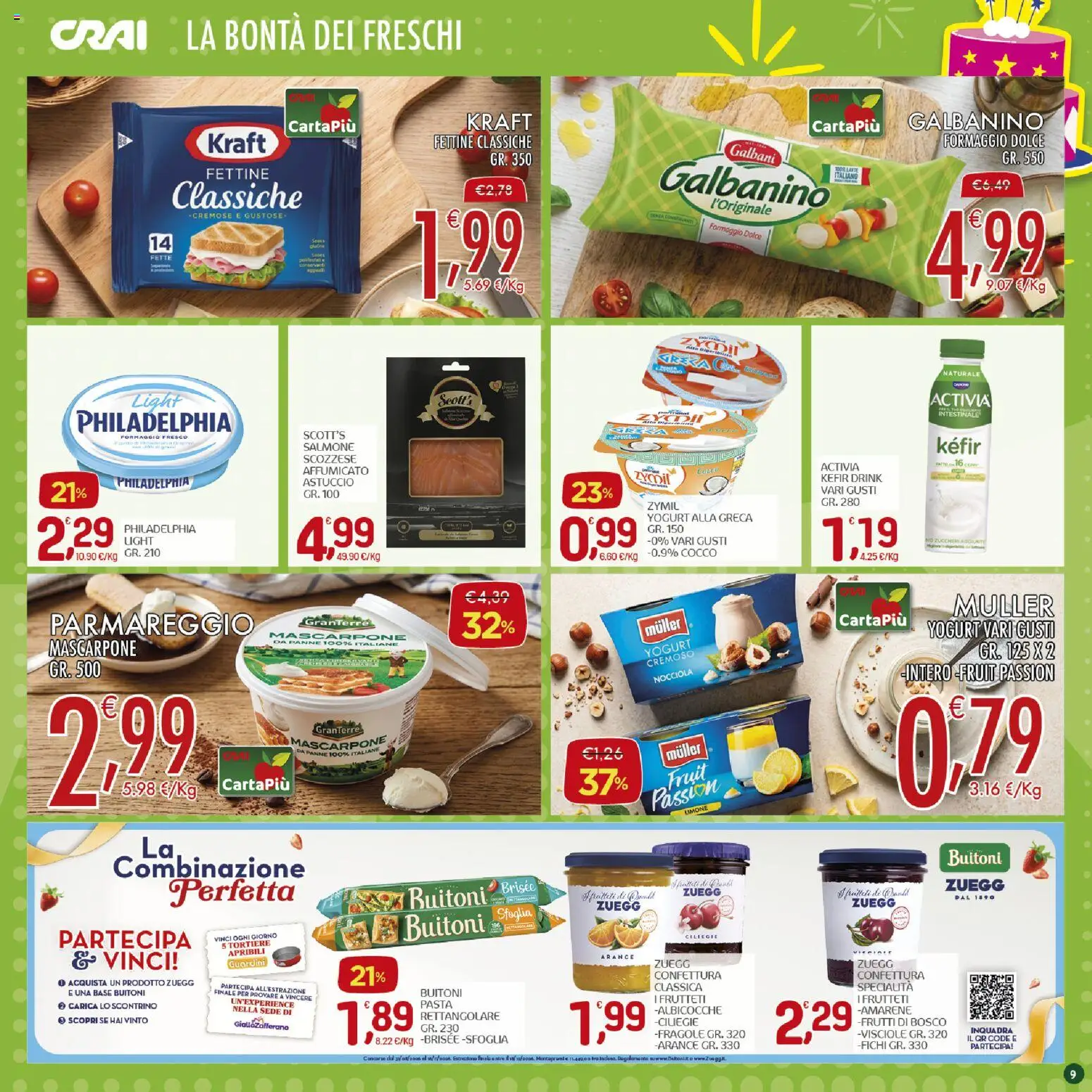 Volantino CRAI del 15/10/2026 | Pagina: 9 | Prodotti: Kefir, Arance, Astuccio, Mascarpone