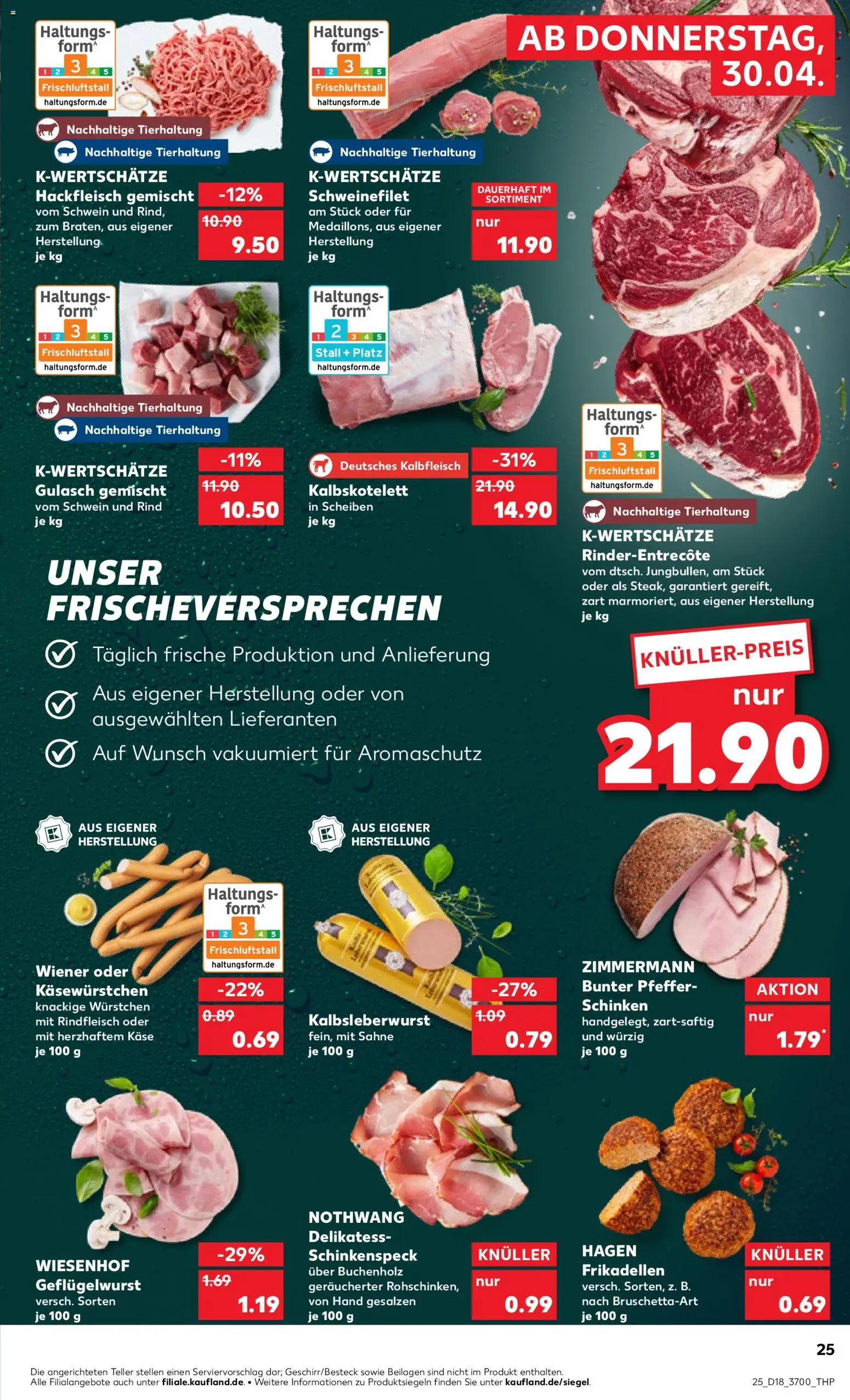 Kaufland Prospekt Rostock	 – gültig ab 30.04.2026 | Seite: 25 | Produkte: Schweinefilet, Schinken, Rindfleisch, Sahne