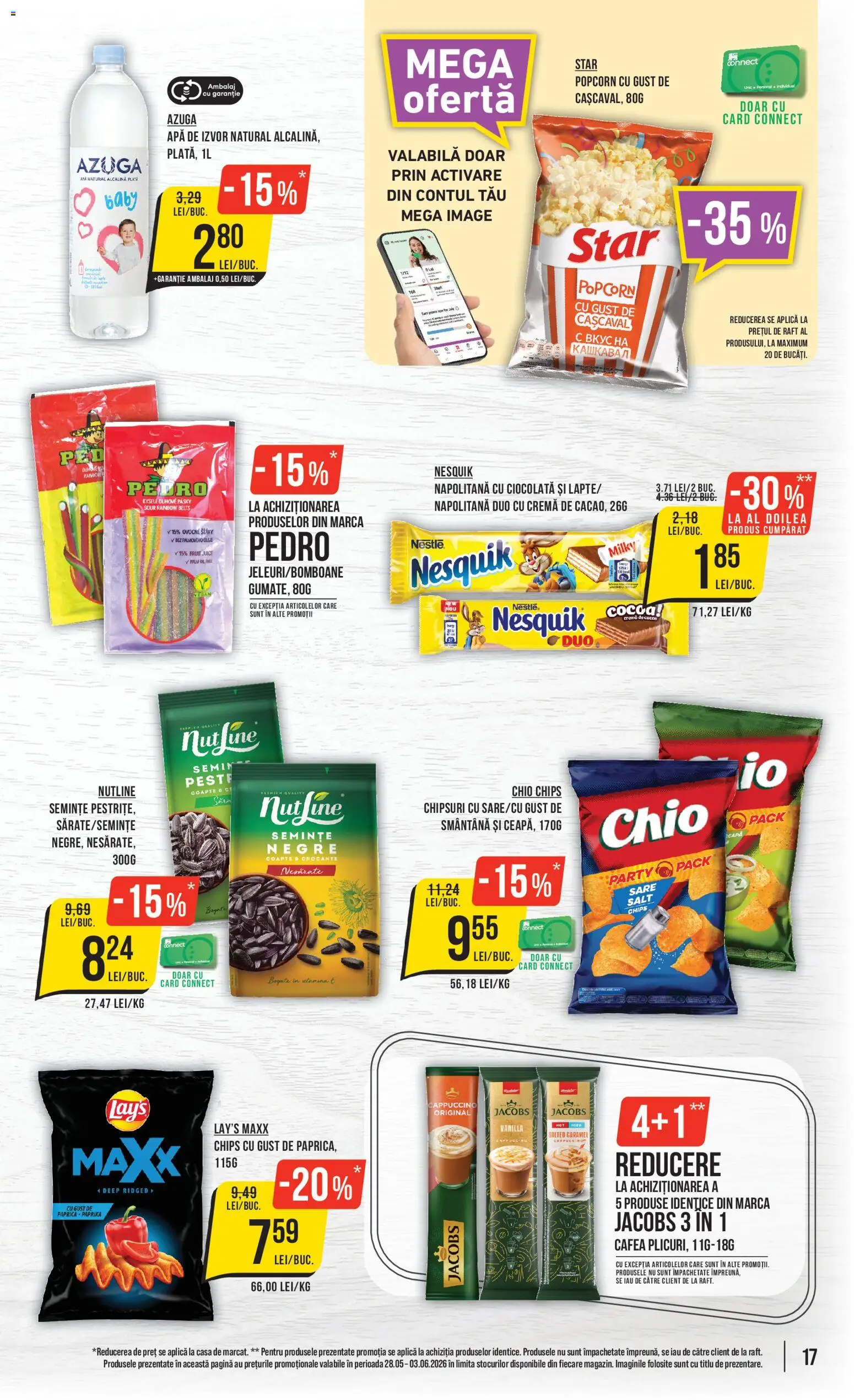 Noul catalog Mega Image – valabil de la 28.05.2026 | Pagină: 17 | Produse: Raft, Cremă, Ciocolată, Apă