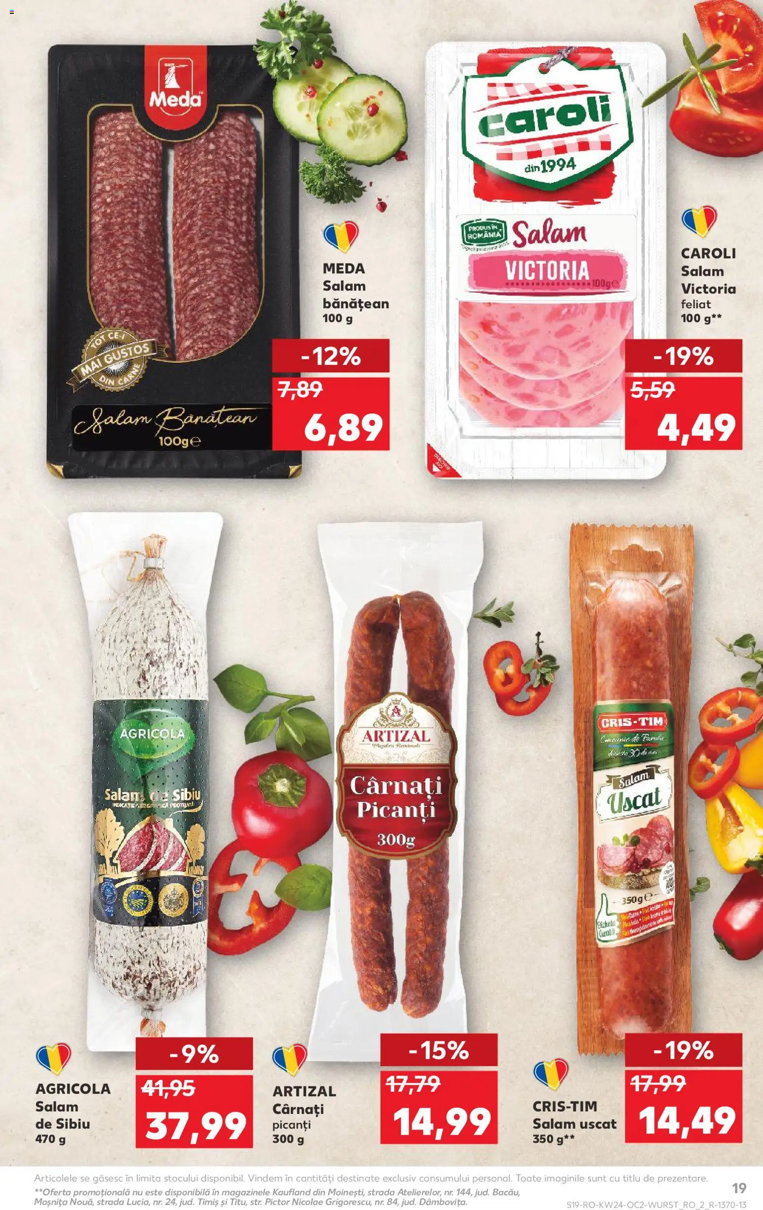 Noul catalog Kaufland – valabil de la 10.06.2026 | Pagină: 19 | Produse: Salam, Cârnați