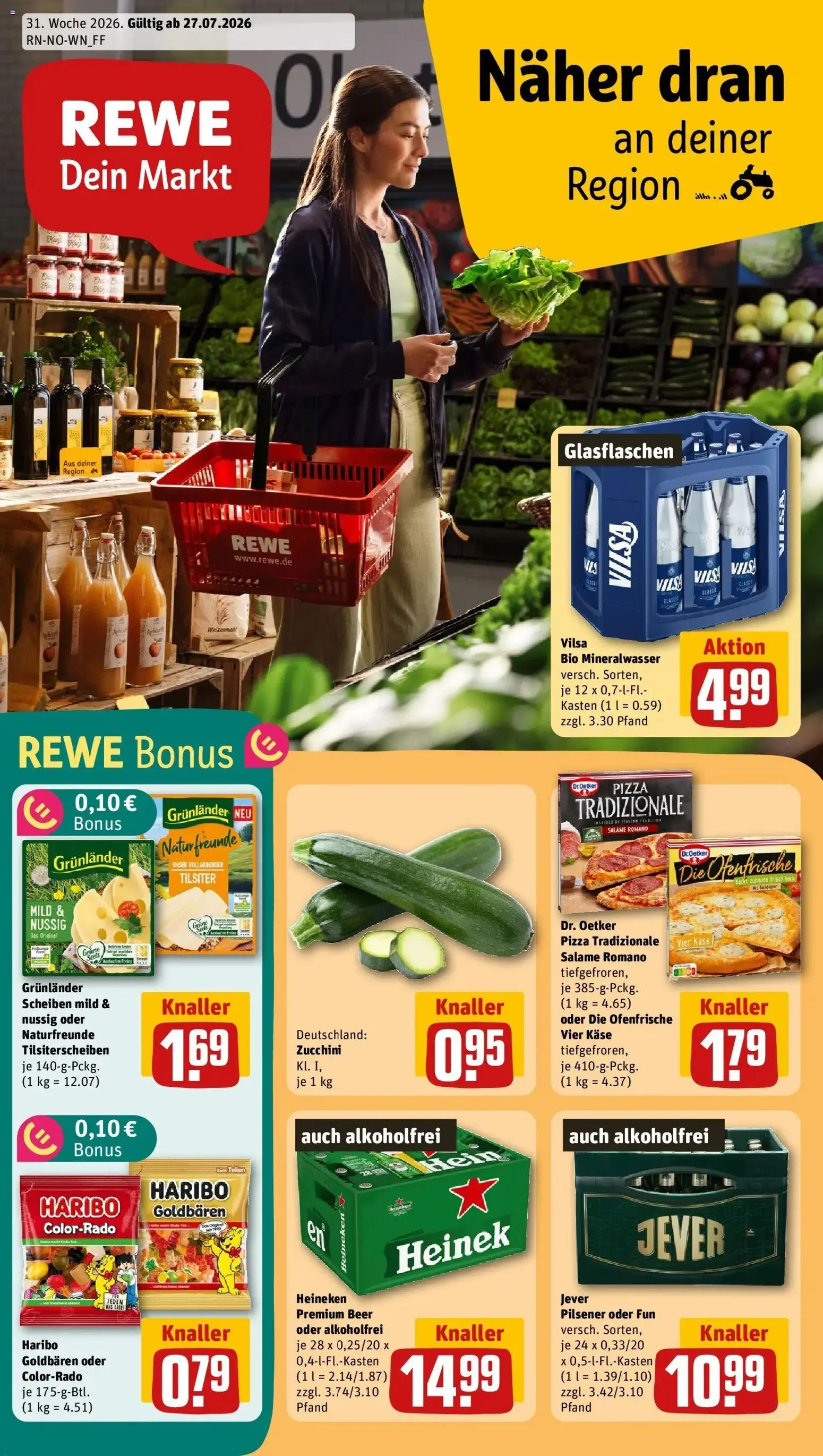 Rewe Prospekt Bremen – gültig ab 27.07.2026 | Seite: 1 | Produkte: Weizenmehl, Ofenfrische, Grunlander, Zucchini