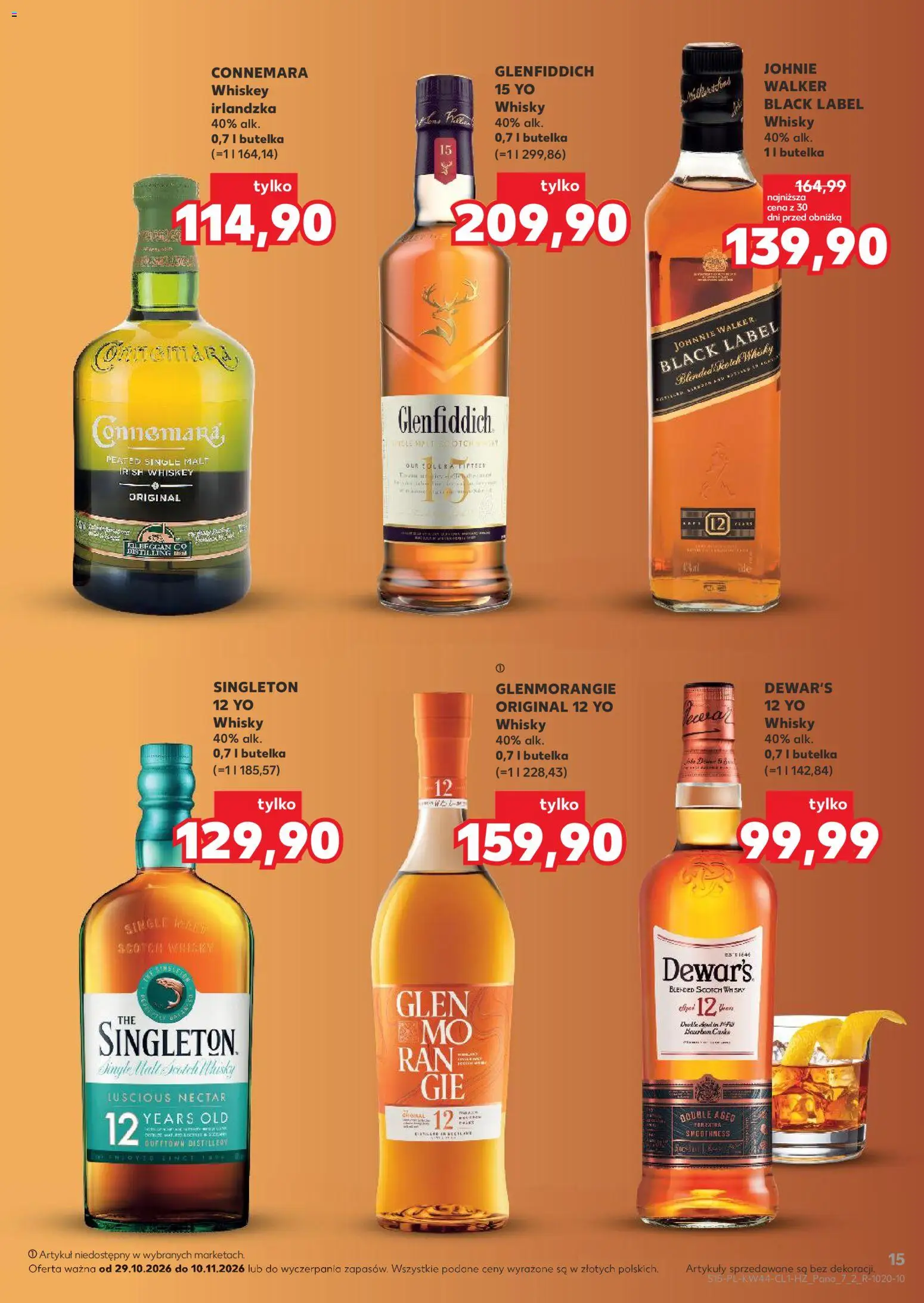 Kaufland Polsko leták - Barek od 29.10.2026 | Strana: 15 | Produkty: Whiskey, Whisky