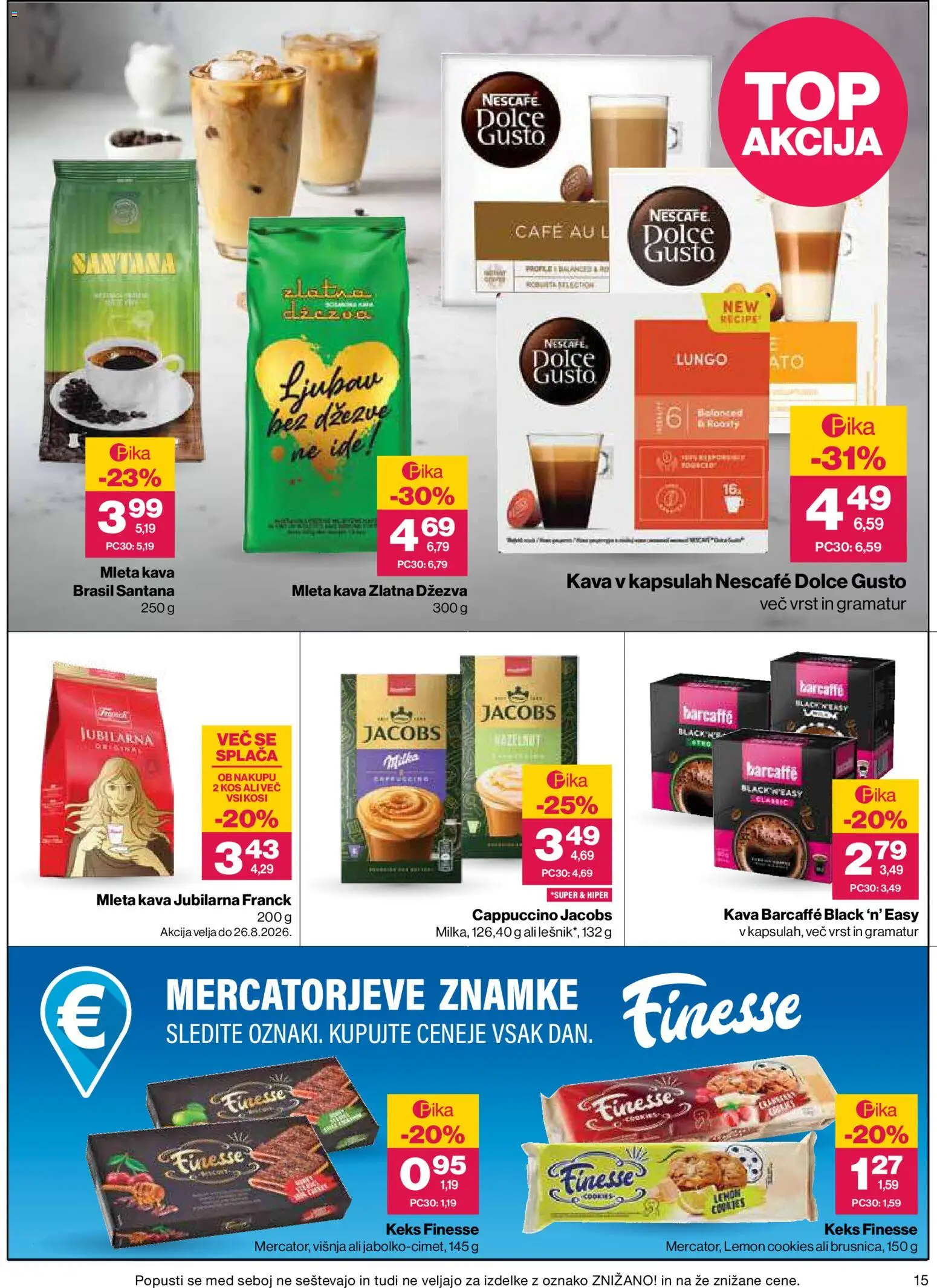 Novi Mercator katalog ponudbe – veljaven od 13.08.2026 | Stran: 15 | Izdelki: Med, Kos, Kava