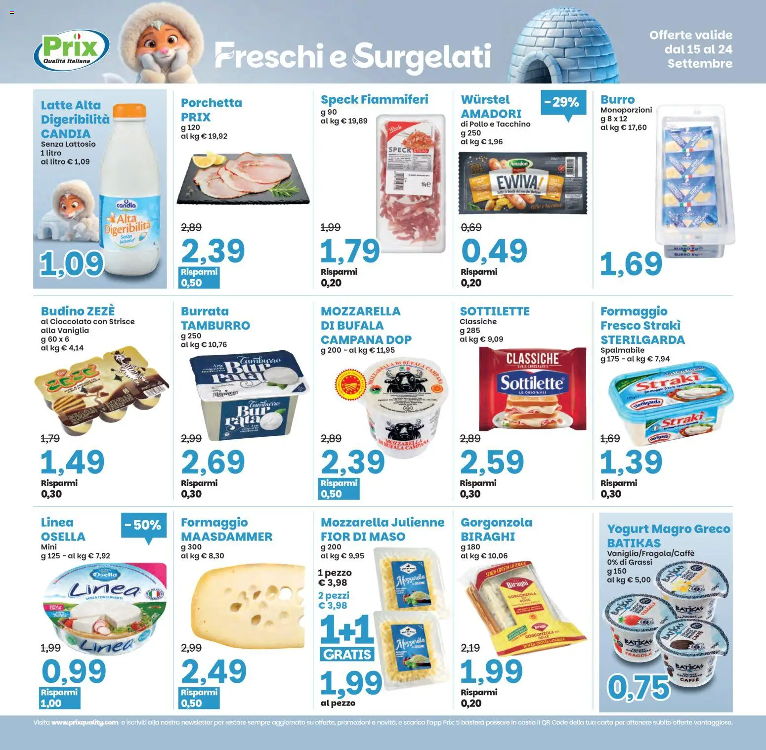 Volantino Prix del 15/09/2026 | Pagina: 8 | Prodotti: Caffè, Tacchino, Mozzarella, Senza lattosio