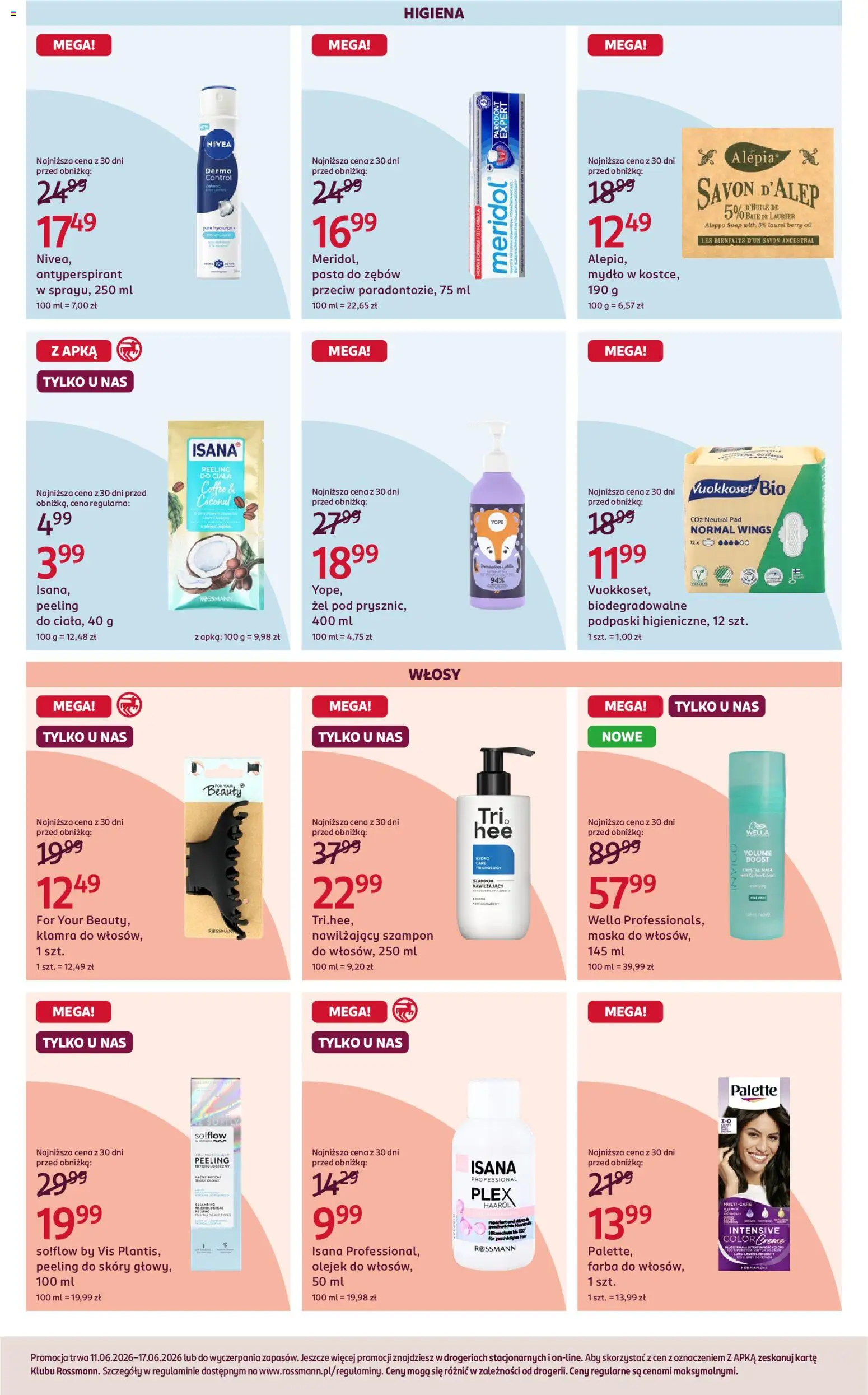 Rossmann gazetka od 11.06.2026 | Strona: 5 | Produkty: Podpaski, Peeling, Antyperspirant, Pasta do zębów