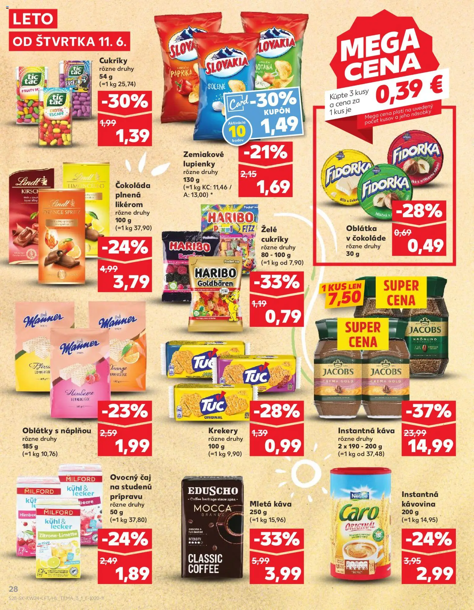 Nové Kaufland akcie – leták je platný od 11.06.2026 | Strana: 28 | Produkty: Paprika, Káva, Čaj, Čokoláda