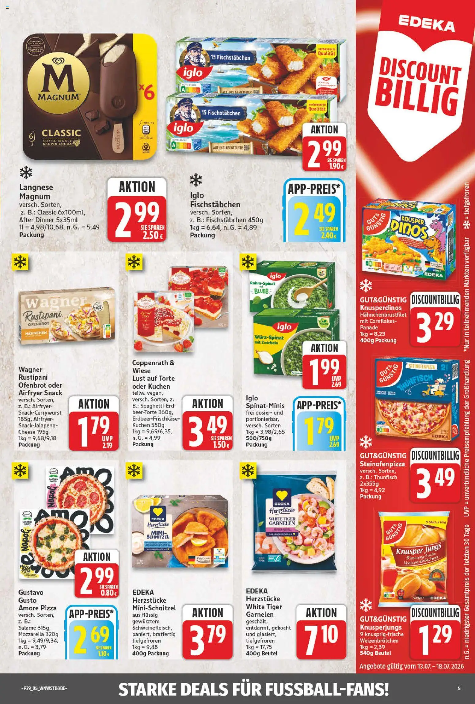 NP Discount Prospekt – gültig ab 13.07.2026 | Seite: 7 | Produkte: Langnese, Mozzarella, Schnitzel, Pizza
