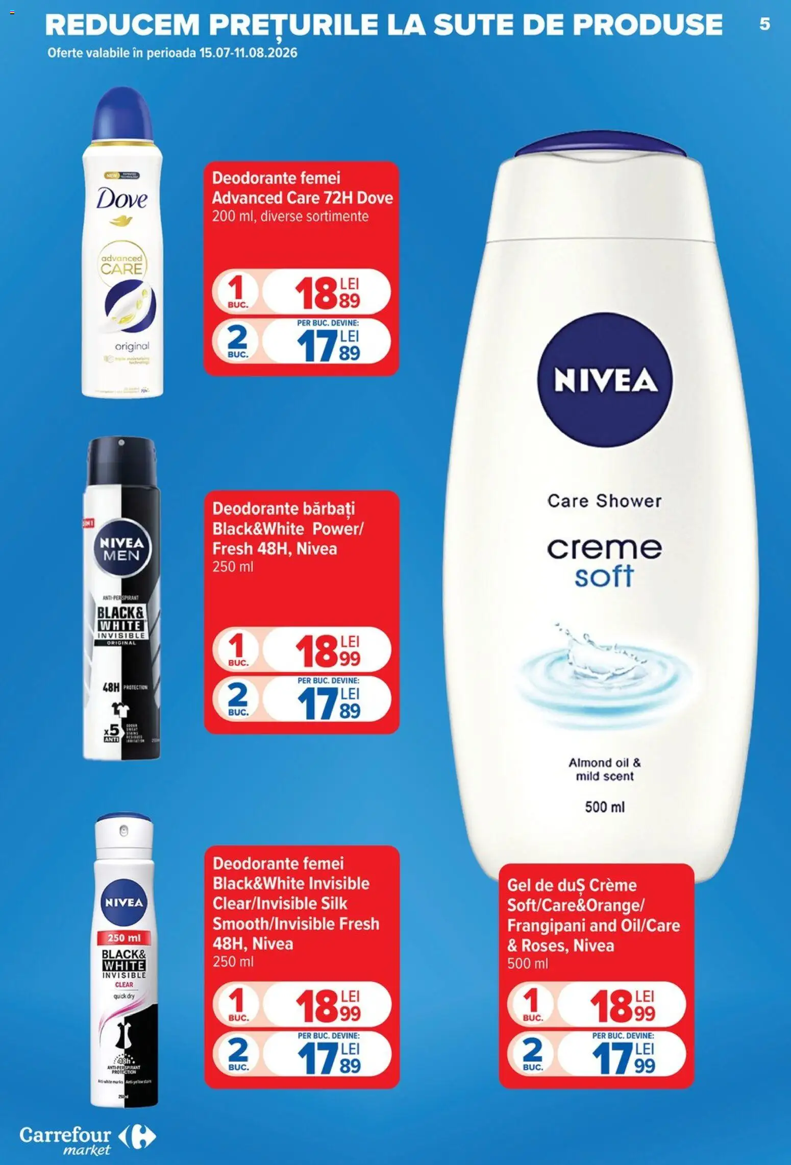 Noul catalog Carrefour – valabil de la 22.07.2026 | Pagină: 5 | Produse: Antiperspirant