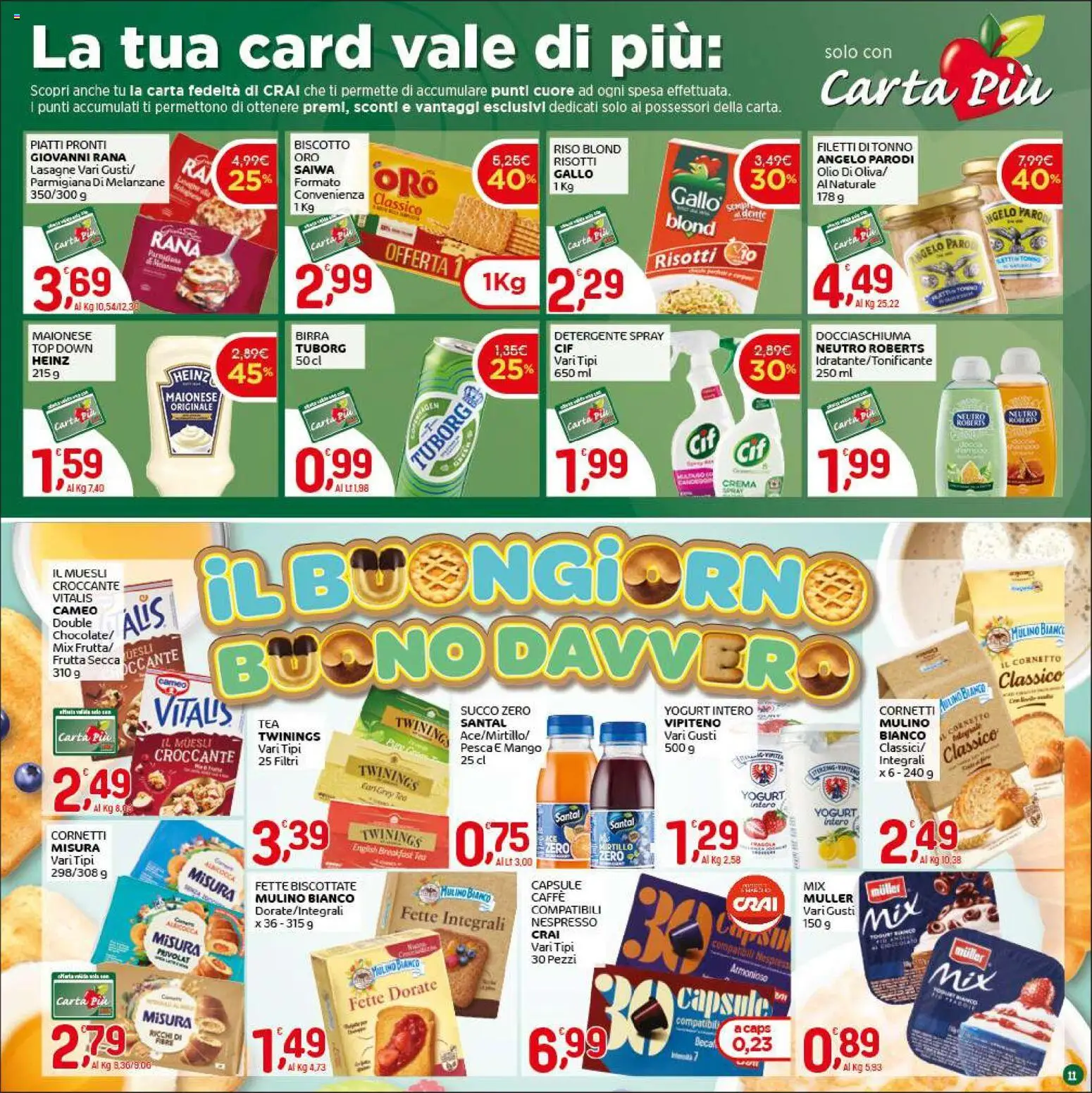Volantino CRAI del 05.03.2026 | Pagina: 11 | Prodotti: Muesli, Yogurt, Succo, Pesca