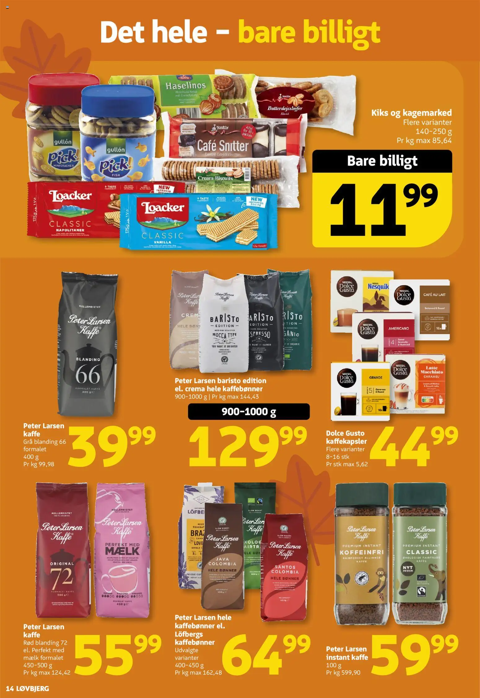 Løvbjerg tilbudsavis – gyldig fra 16/10/2026 | Side: 14 | Produkter: Mælk, Kaffe, Bønner, Instant Kaffe