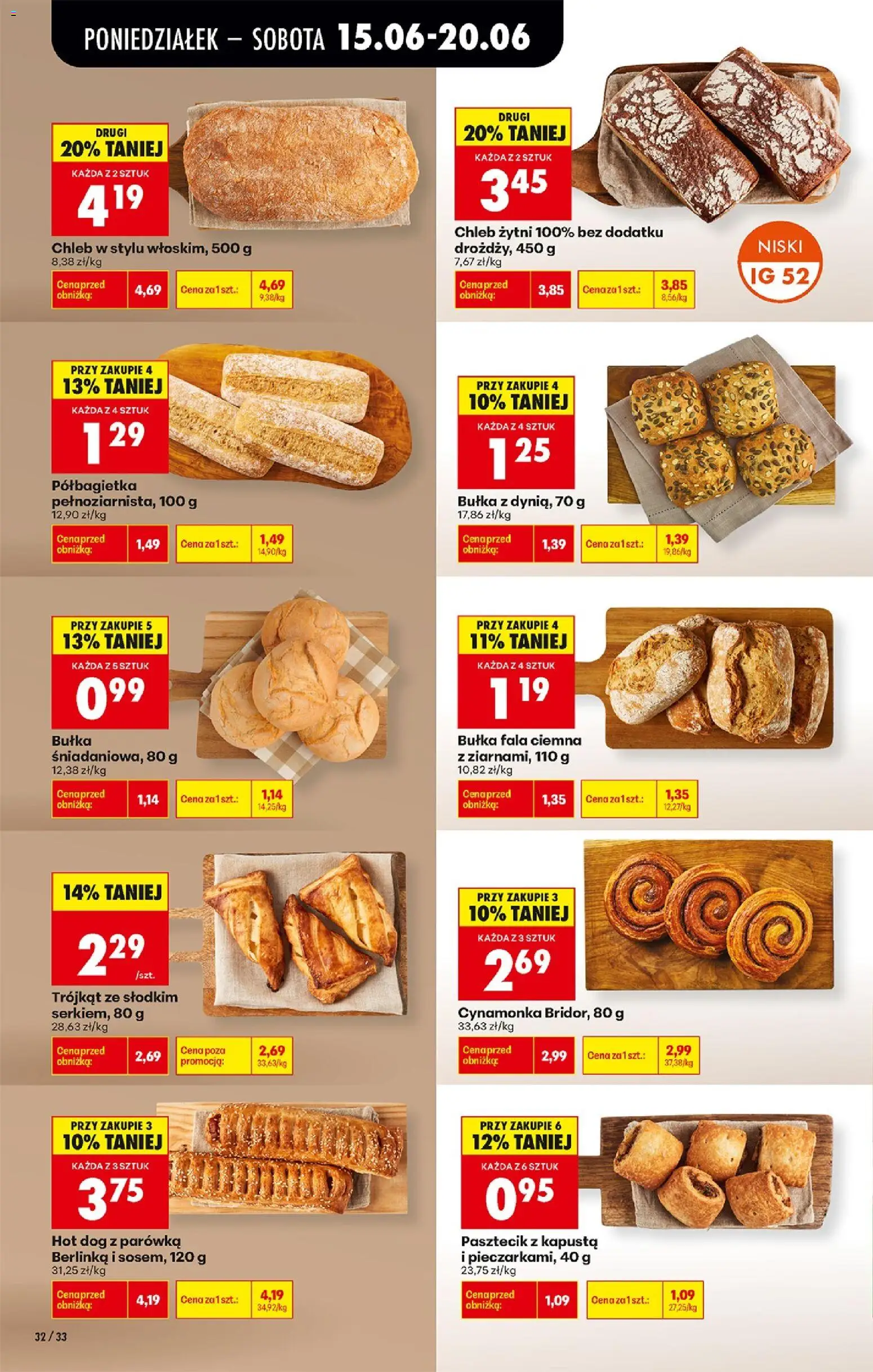 Biedronka gazetka od poniedziałku od 15.06.2026 | Strona: 40 | Produkty: Kapusta, Chleb żytni, Bułka, Chleb