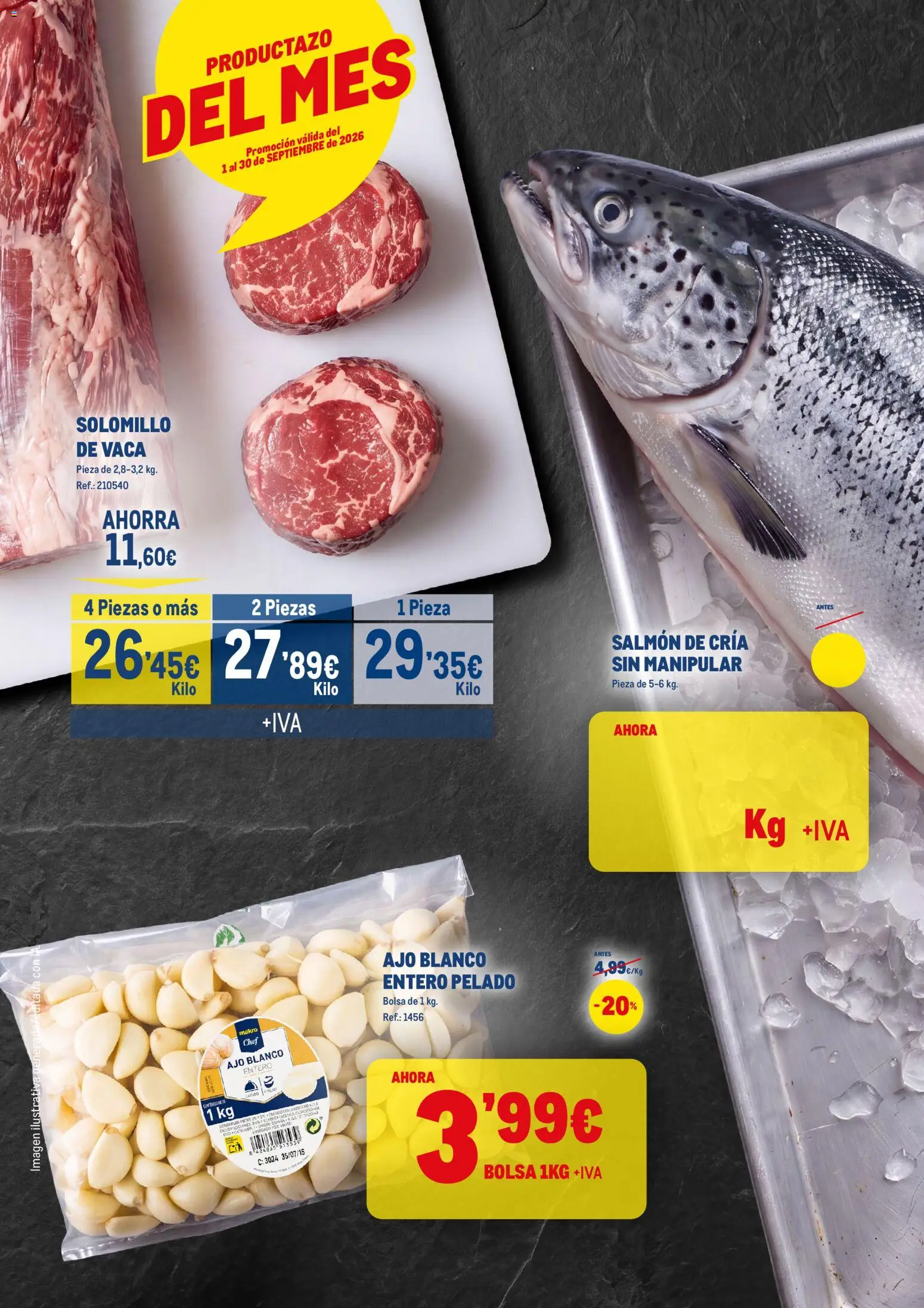 Makro catálogo │ válido desde el 01/09/2026 | Página: 1 | Productos: Ajo, Salmón, Bolsa