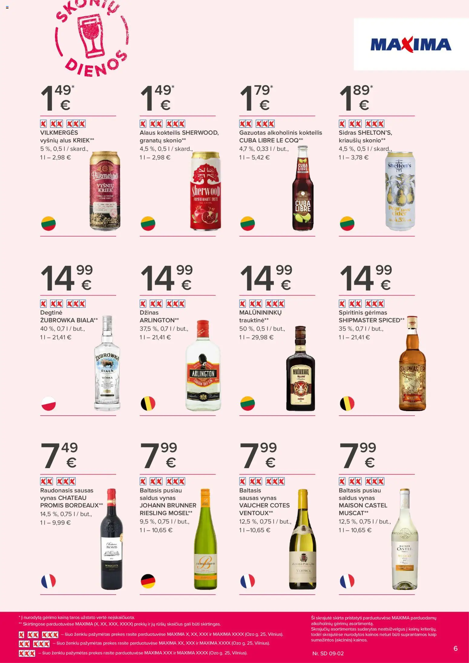 MAXIMA akcijos nuo 2026.08.20 | Puslapis: 6 | Prekių: Degtinė, Vynas, Alus, Džinas