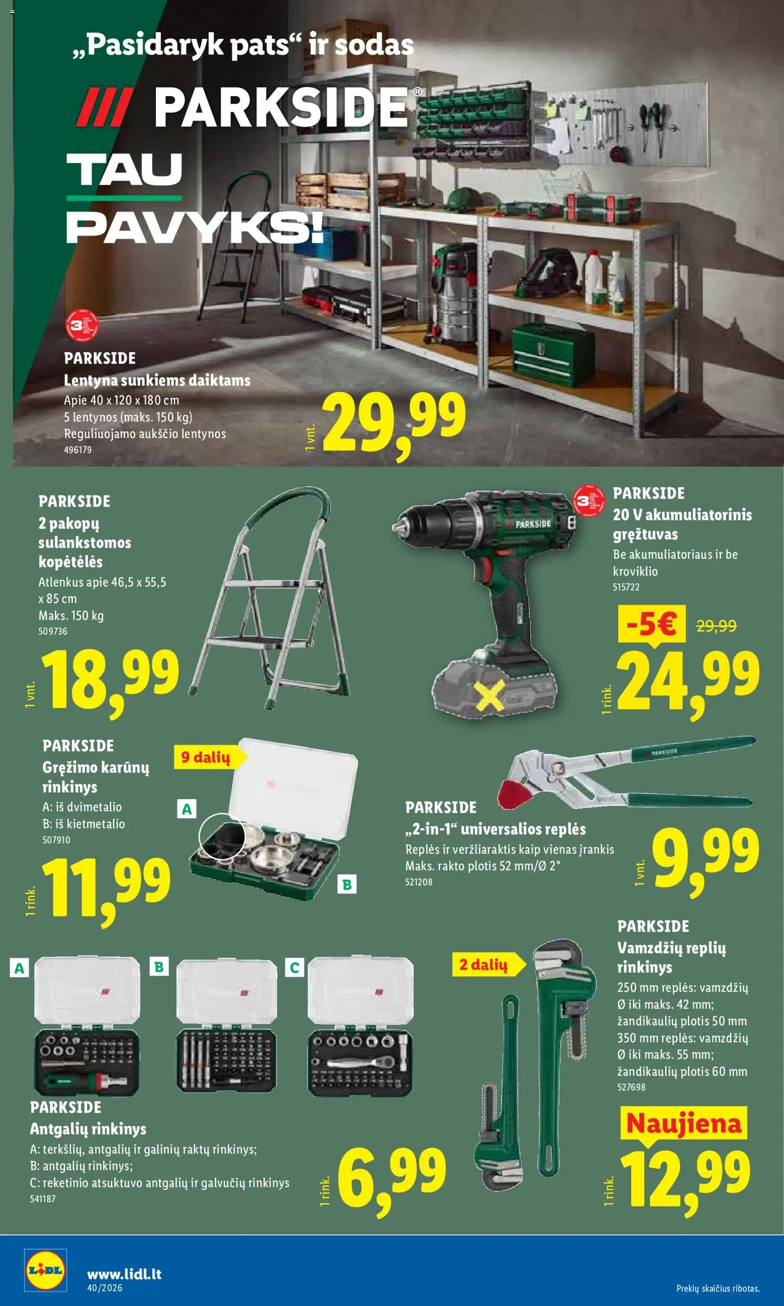 LIDL akcijos nuo 2026.09.28 | Puslapis: 16 | Prekių: Kopėtėlės, Lentyna