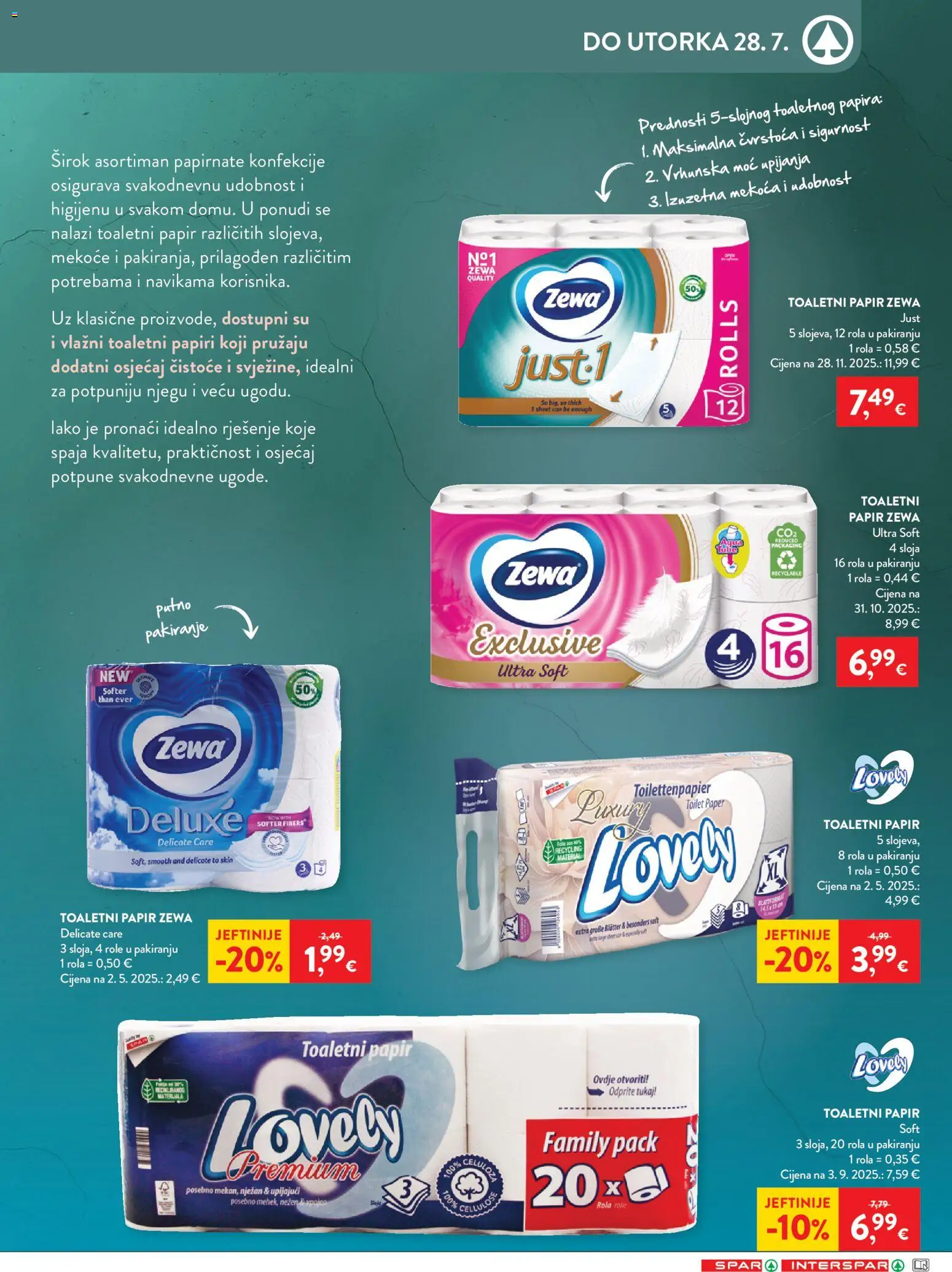 Spar katalog | vrijedi od 22.07.2026 | Stranica: 31 | Proizvodi: Role, Toaletni papir, Zewa