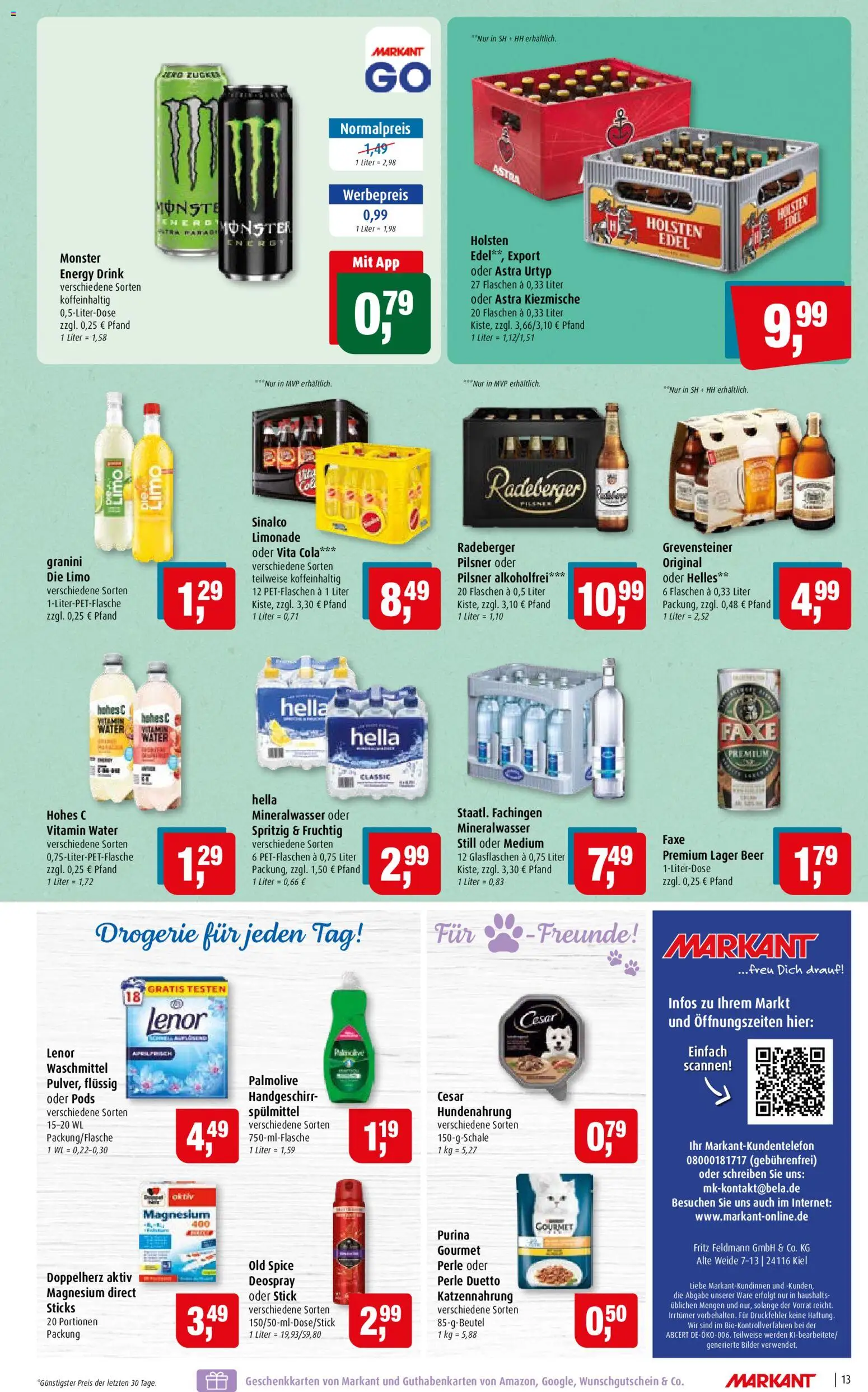Markant Prospekt – gültig ab 10.08.2026 | Seite: 13 | Produkte: Lenor, Energy, Holsten edel, Monster