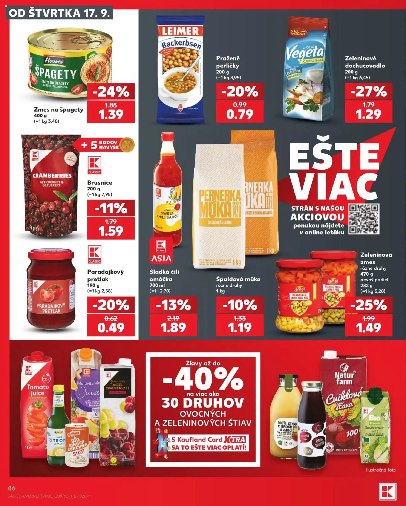 Nové Kaufland akcie – leták je platný od 17.09.2026 | Strana: 46 | Produkty: Multivitamín, Špaldová múka, Pretlak, Špagety