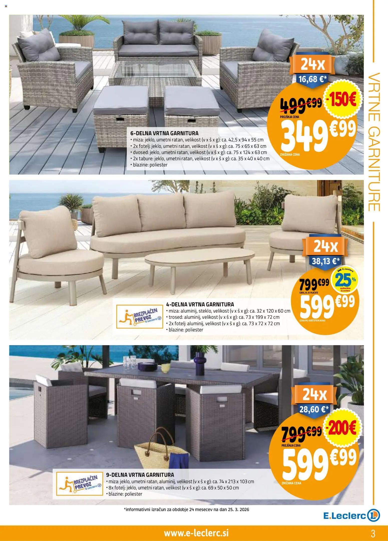 Novi E.leclerc katalog ponudbe – veljaven od 08.04.2026 | Stran: 3 | Izdelki: Trosed, Fotelj, Miza, Tabure