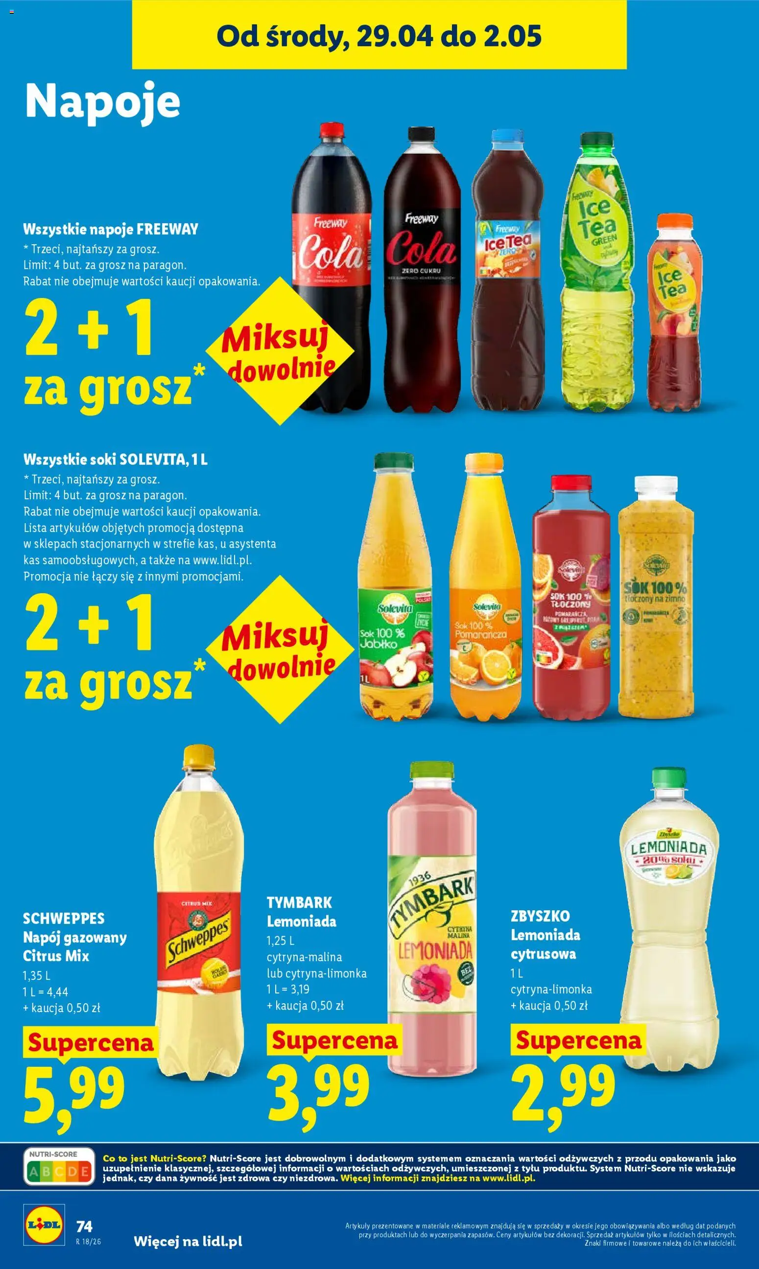 Lidl gazetka od 29.04.2026 | Strona: 74 | Produkty: Cytryna, Malina, Napoje, Soki