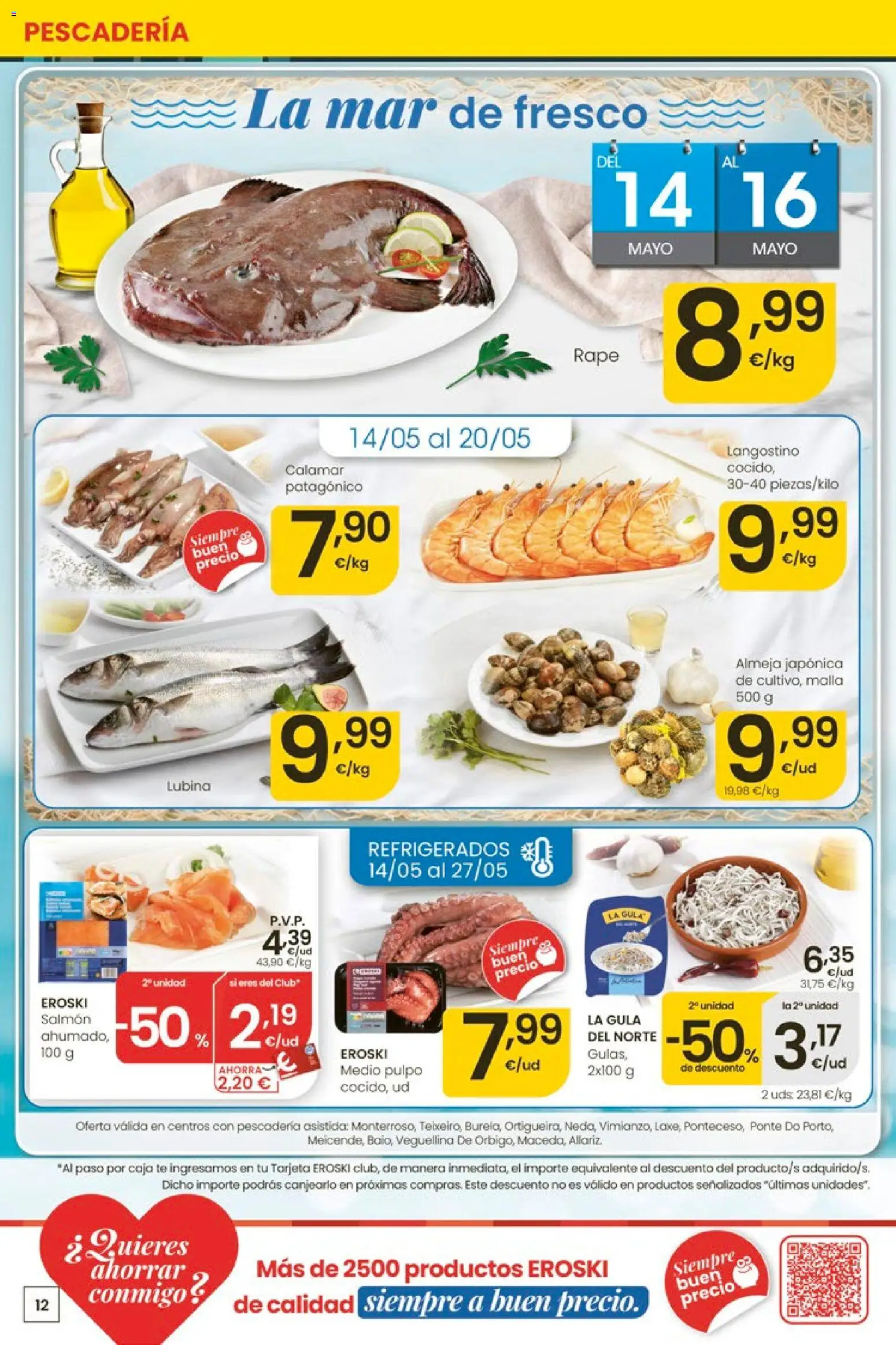 Eroski Quieres ahorrar conmigo │ válido desde el 14.05.2026 | Página: 12 | Productos: Té, Caja, Langostino