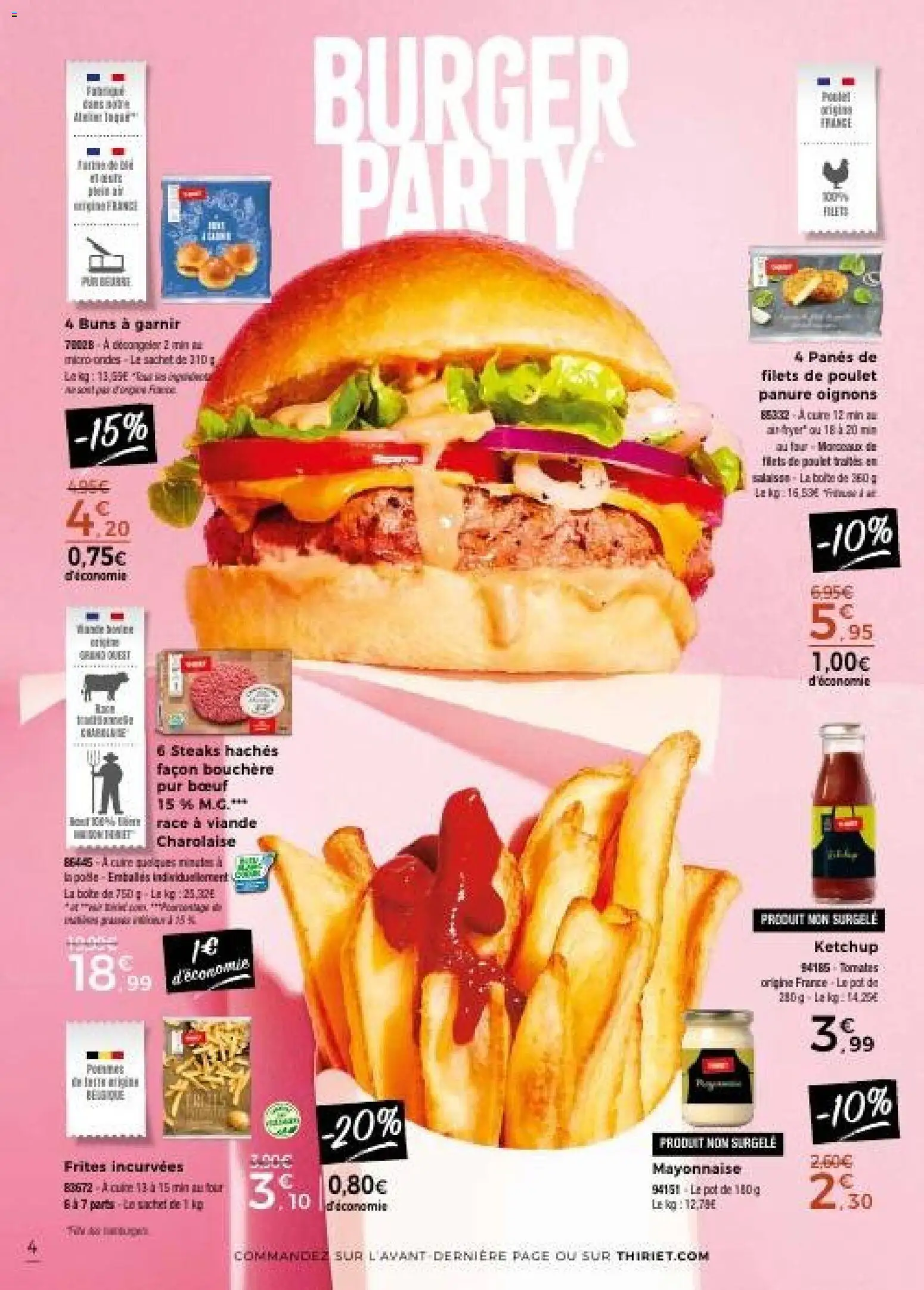 {H1} | Page: 4 | Produits: Viande, Burger, Filets de poulet, Oignons